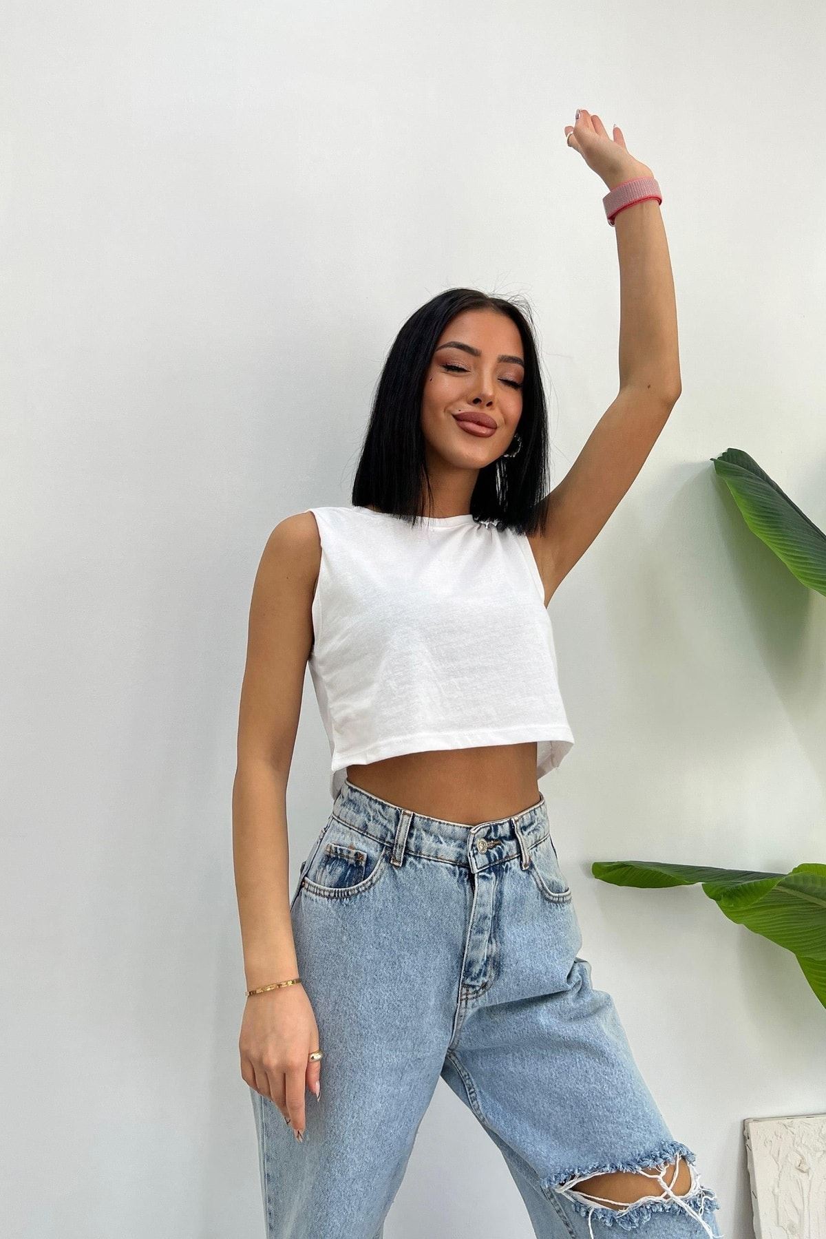 Üst Kalite 30/1 Süprem Kumaş Sıfır Kol Crop