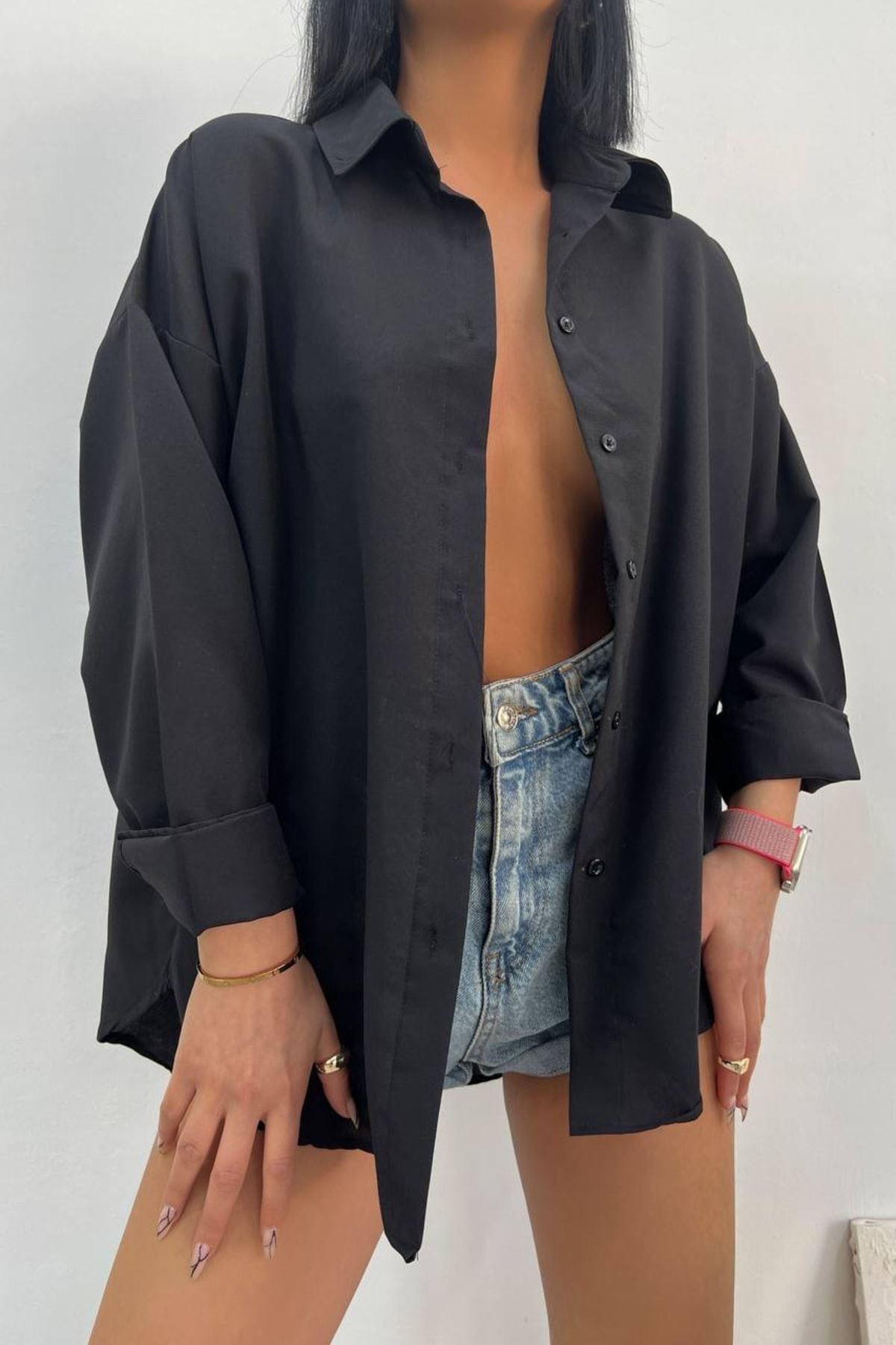 Üst Kalite Tericotone Kumaş Oversize Gömlek