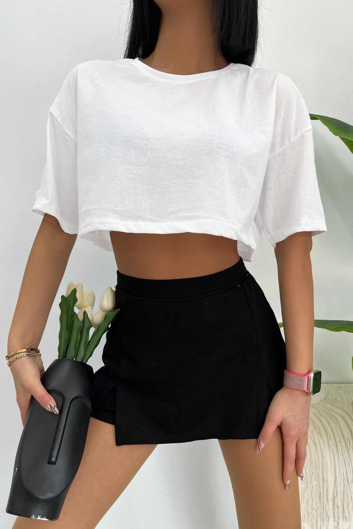 Üst Kalite 30/1 Süprem Kumaş Oversize Crop