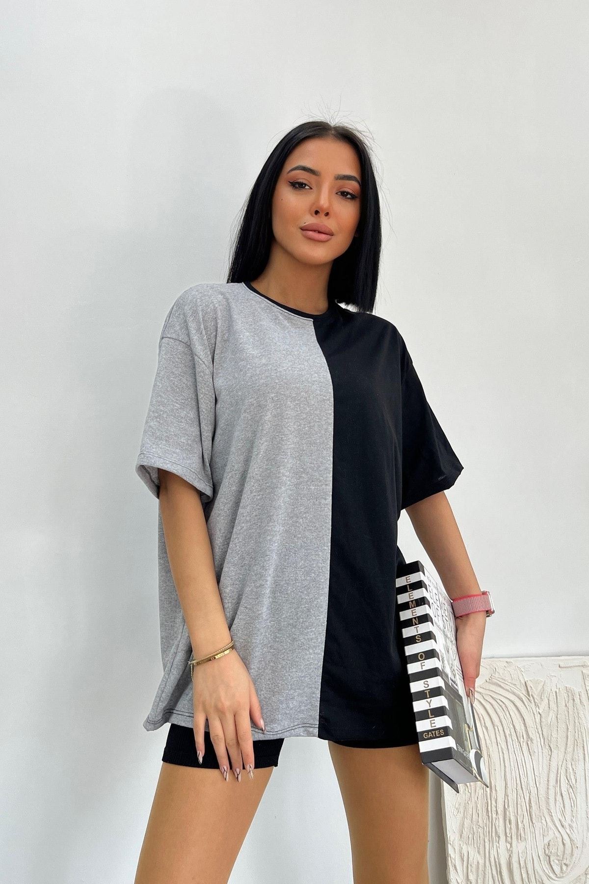 Üst Kalite 30/1 Süprem Kumaş Oversize Cift Renk Tshirt