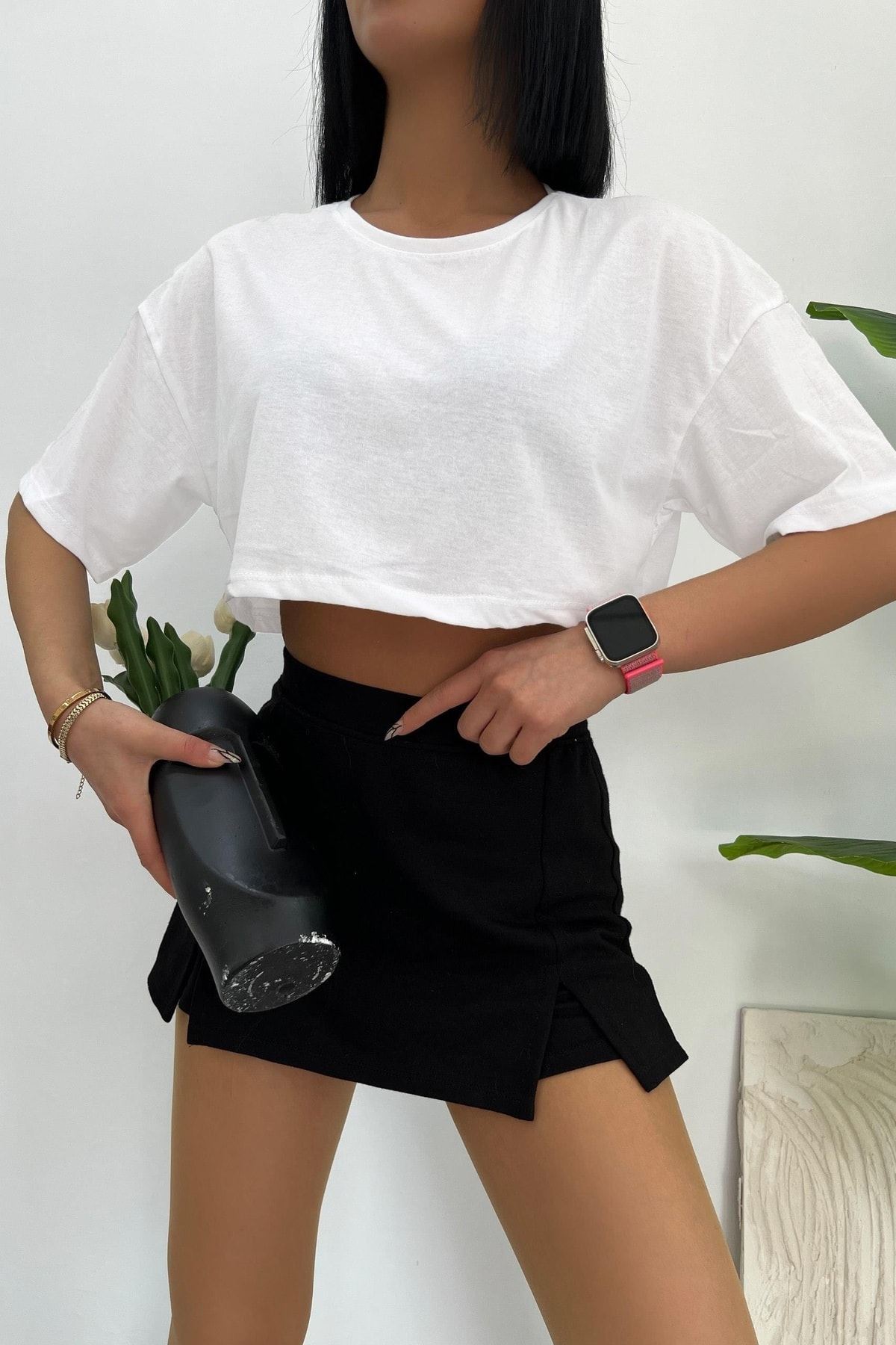 Üst Kalite 30/1 Süprem Kumaş Oversize Crop