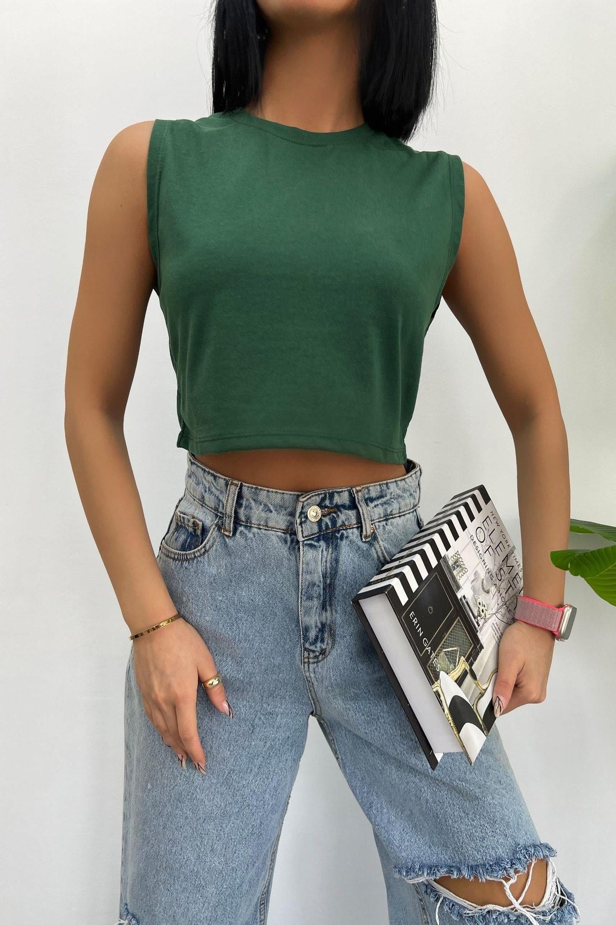 Üst Kalite 30/1 Süprem Kumaş Sıfır Kol Crop