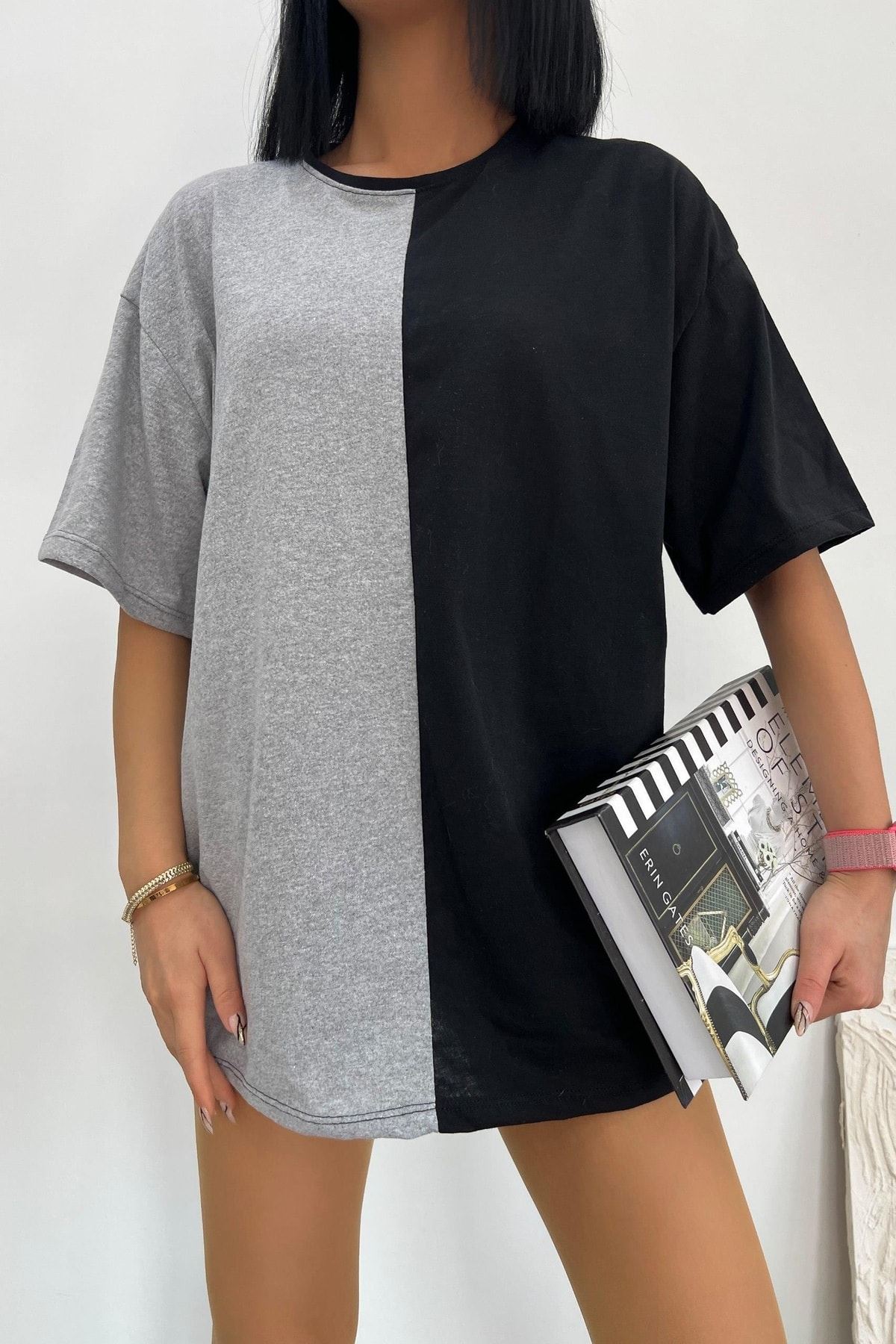 Üst Kalite 30/1 Süprem Kumaş Oversize Cift Renk Tshirt