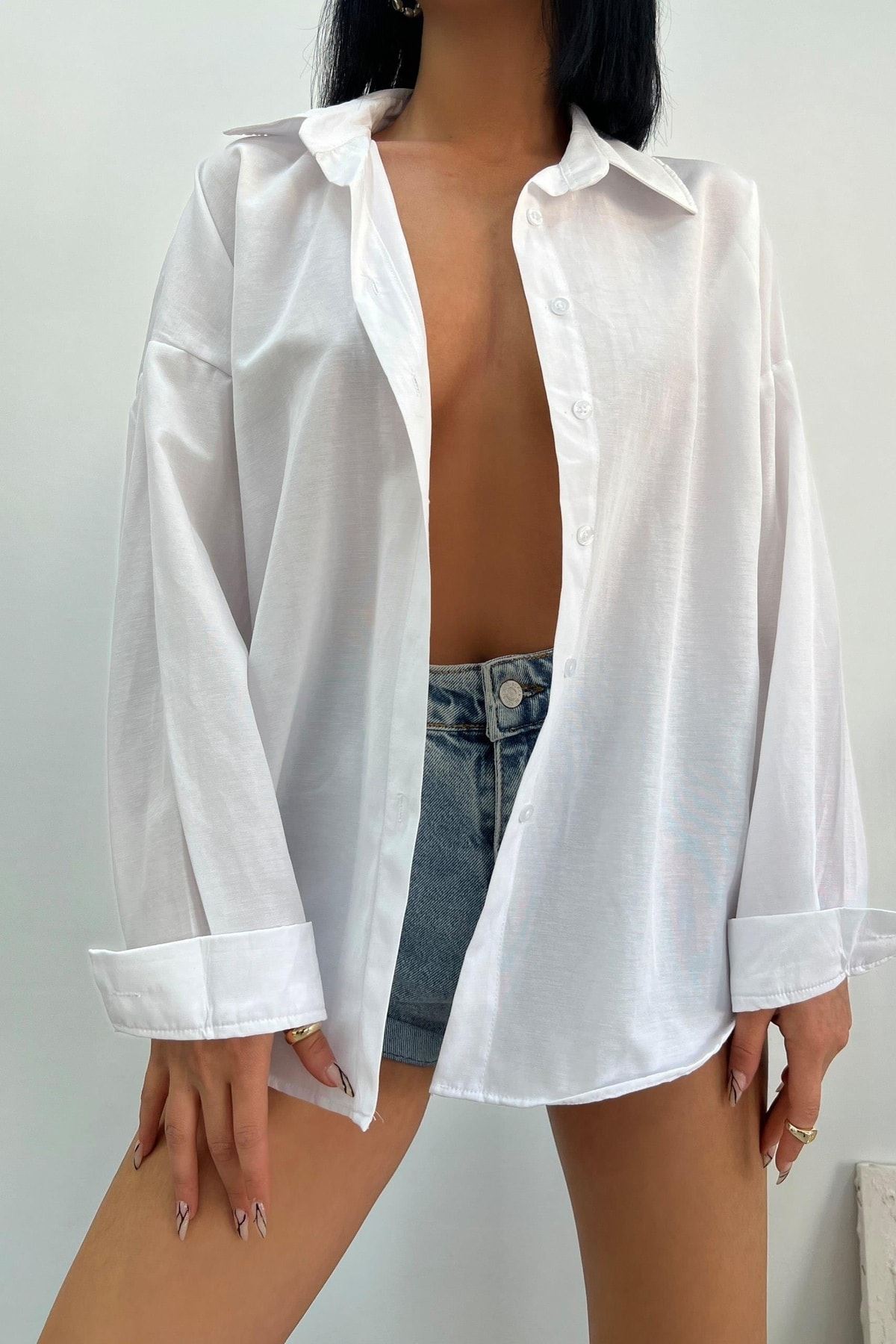 Üst Kalite Tericotone Kumaş Oversize Gömlek