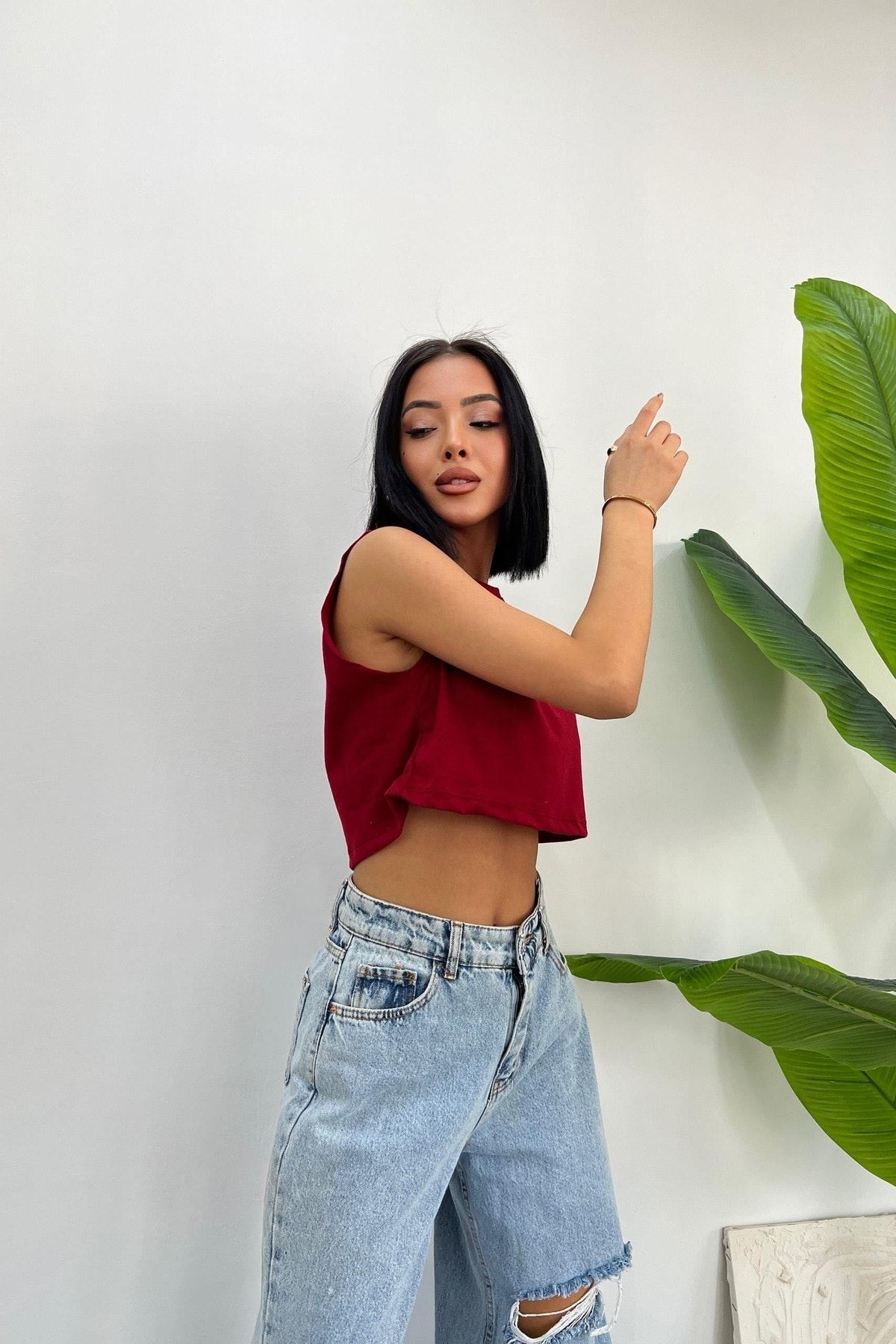 Üst Kalite 30/1 Süprem Kumaş Sıfır Kol Crop