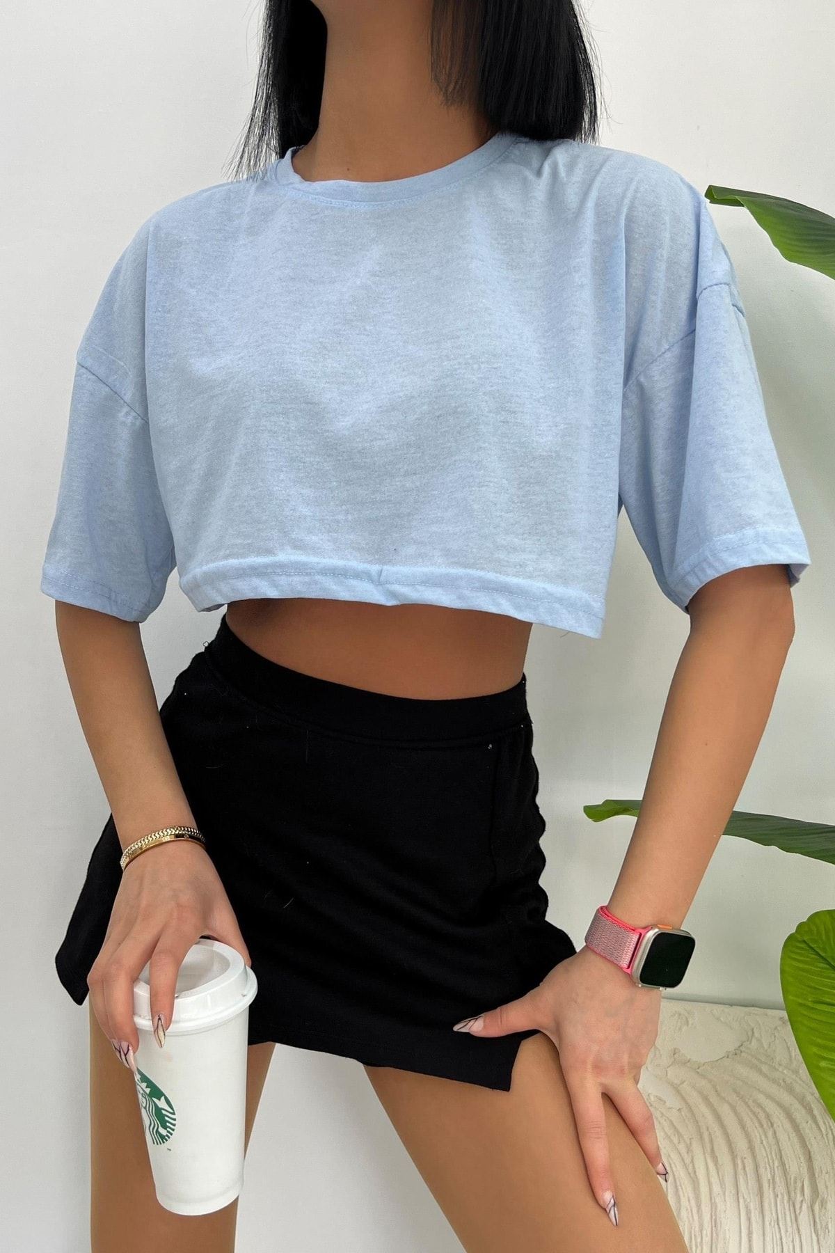 Üst Kalite 30/1 Süprem Kumaş Oversize Crop