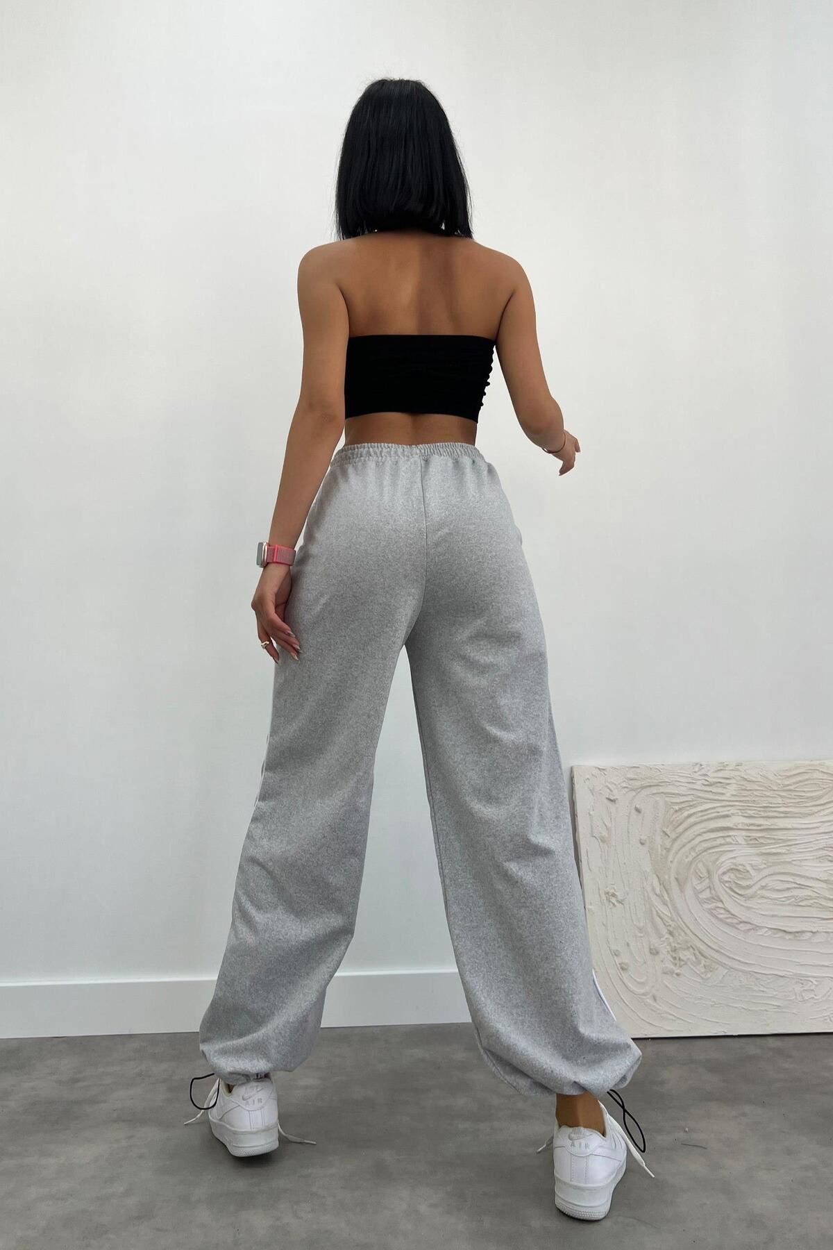 Üst Kalite Yan Biye Zip Bol Eşofman Altı