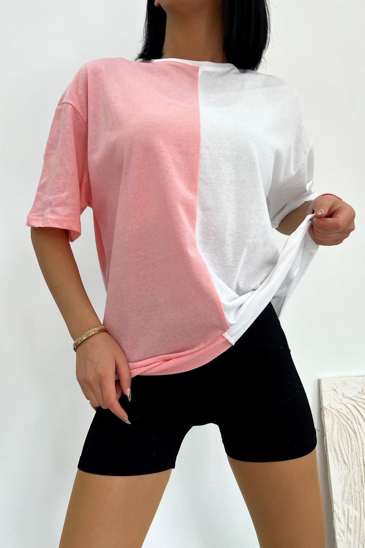 Üst Kalite 30/1 Süprem Kumaş Oversize Cift Renk Tshirt