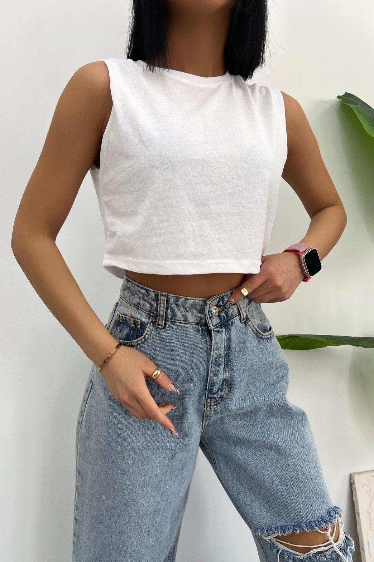 Üst Kalite 30/1 Süprem Kumaş Sıfır Kol Crop