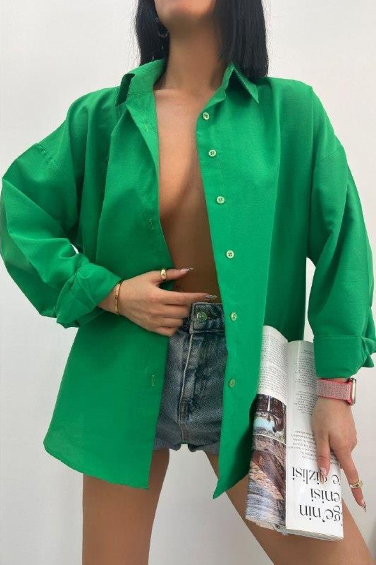 Üst Kalite Tericotone Kumaş Oversize Gömlek