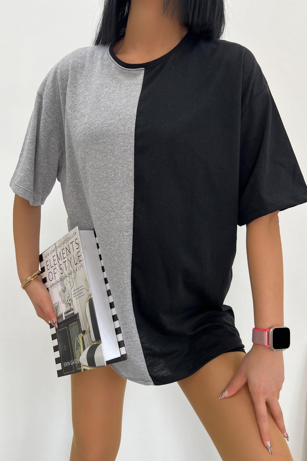 Üst Kalite 30/1 Süprem Kumaş Oversize Cift Renk Tshirt