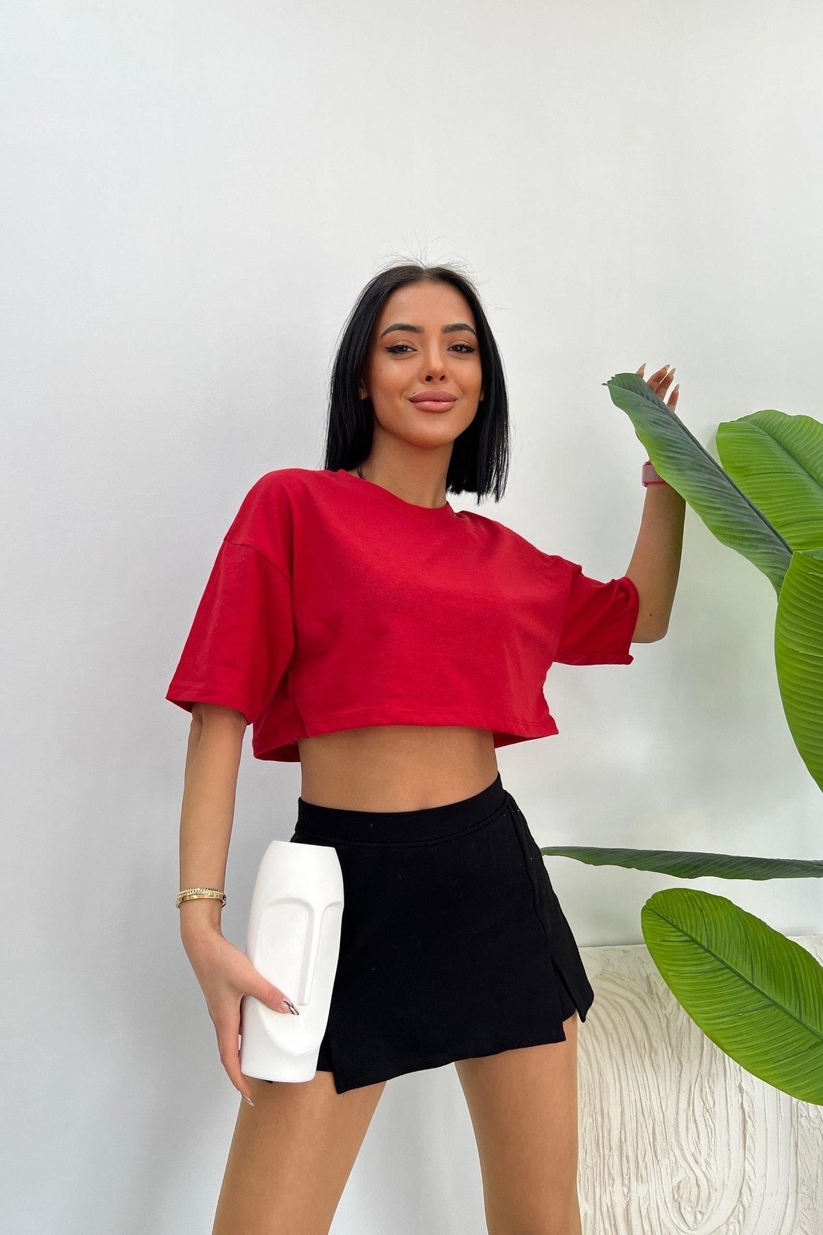 Üst Kalite 30/1 Süprem Kumaş Oversize Crop