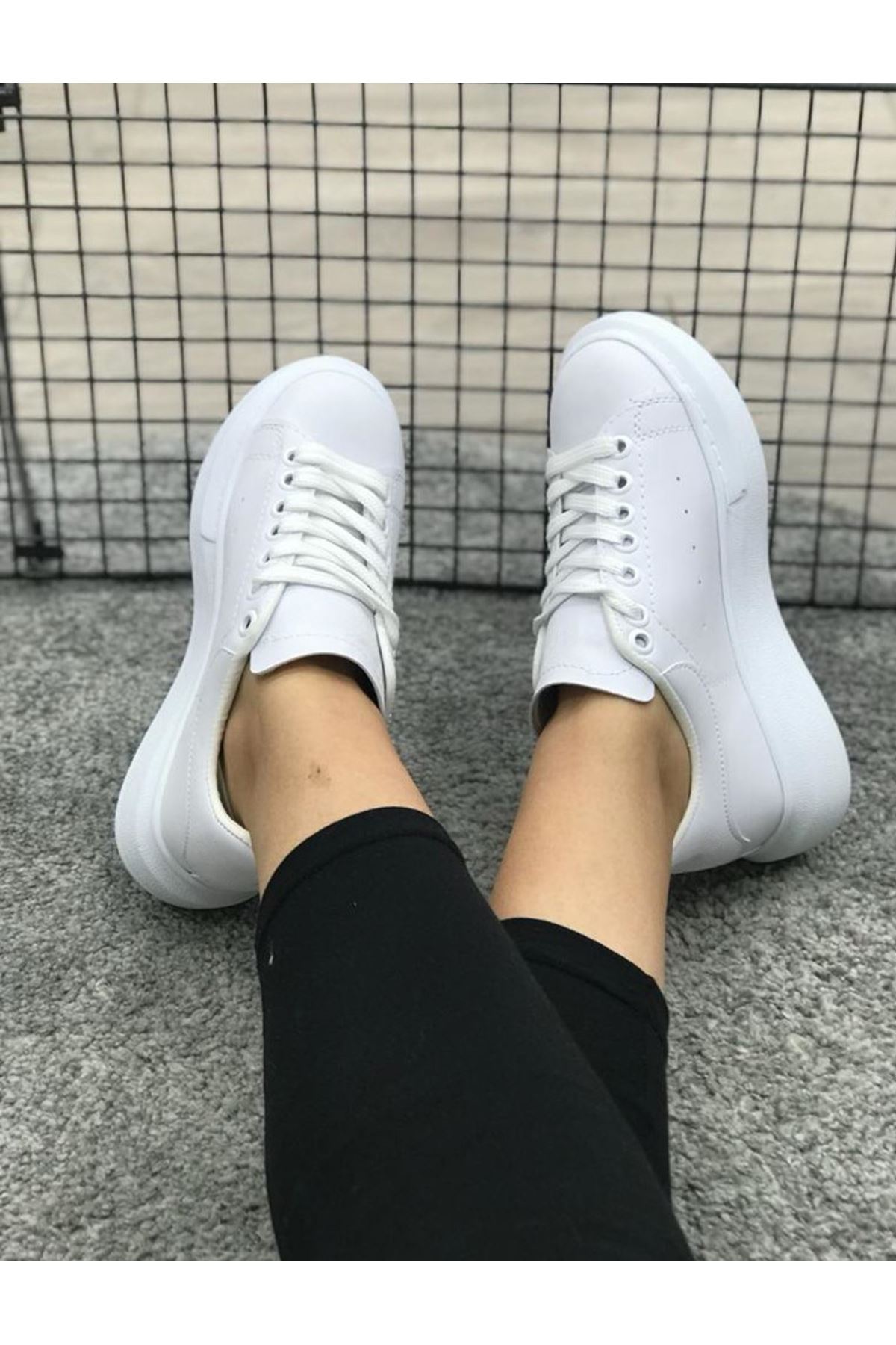 Beyaz Yüksek Taban Sneakers