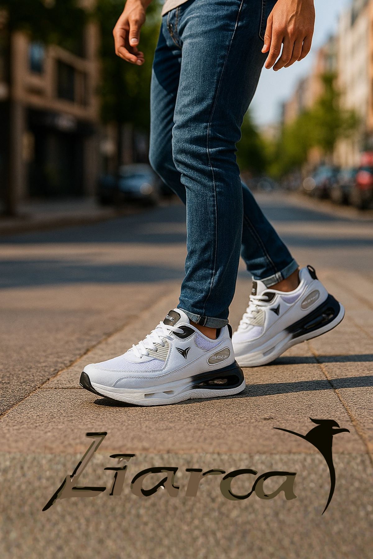 AirNova Erkek Beyaz Siyah Air Tabanlı Anatomik Comfort Günlük Spor Ayakkabı