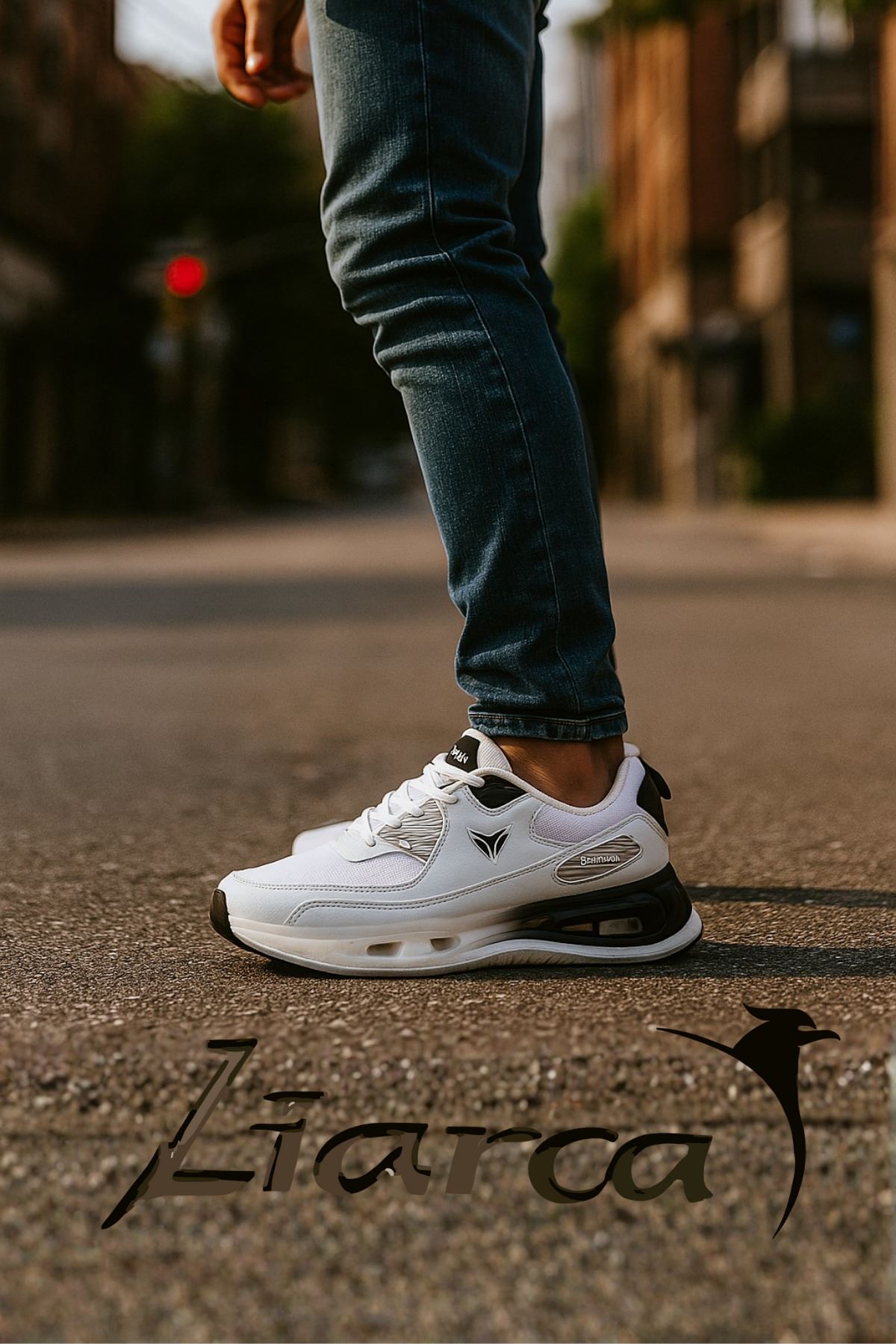 AirNova Erkek Beyaz Siyah Air Tabanlı Anatomik Comfort Günlük Spor Ayakkabı