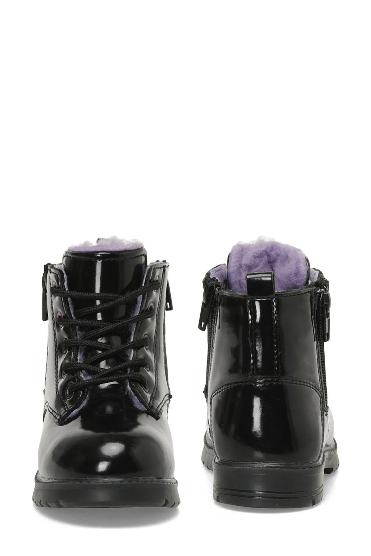 MiniFrost Kürklü Fermuarlı Kalın Taban Suni Deri Kışlık Çocuk Botu