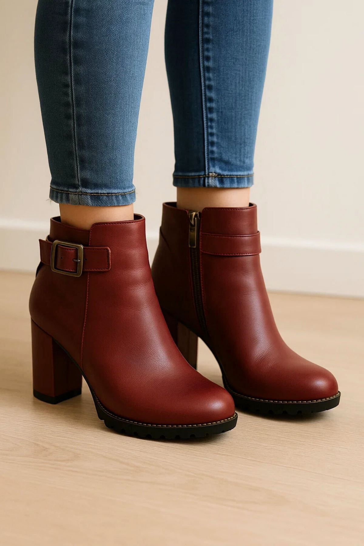 ScarletWalk Kadın Kırmızı Topuklu Rahat Bot