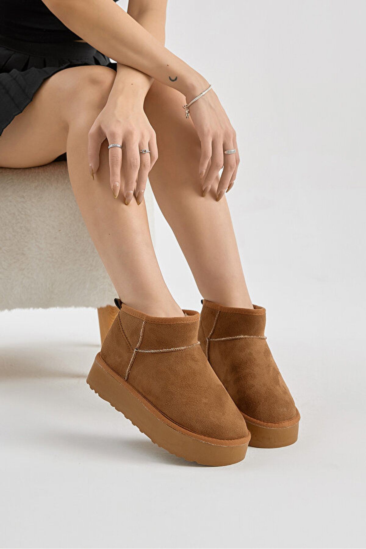 Kadın Su İtici Süet Kısa Bot – İçi Peluşlu Sıcak Tutucu Günlük Kışlık Kaydırmaz Premium Bot