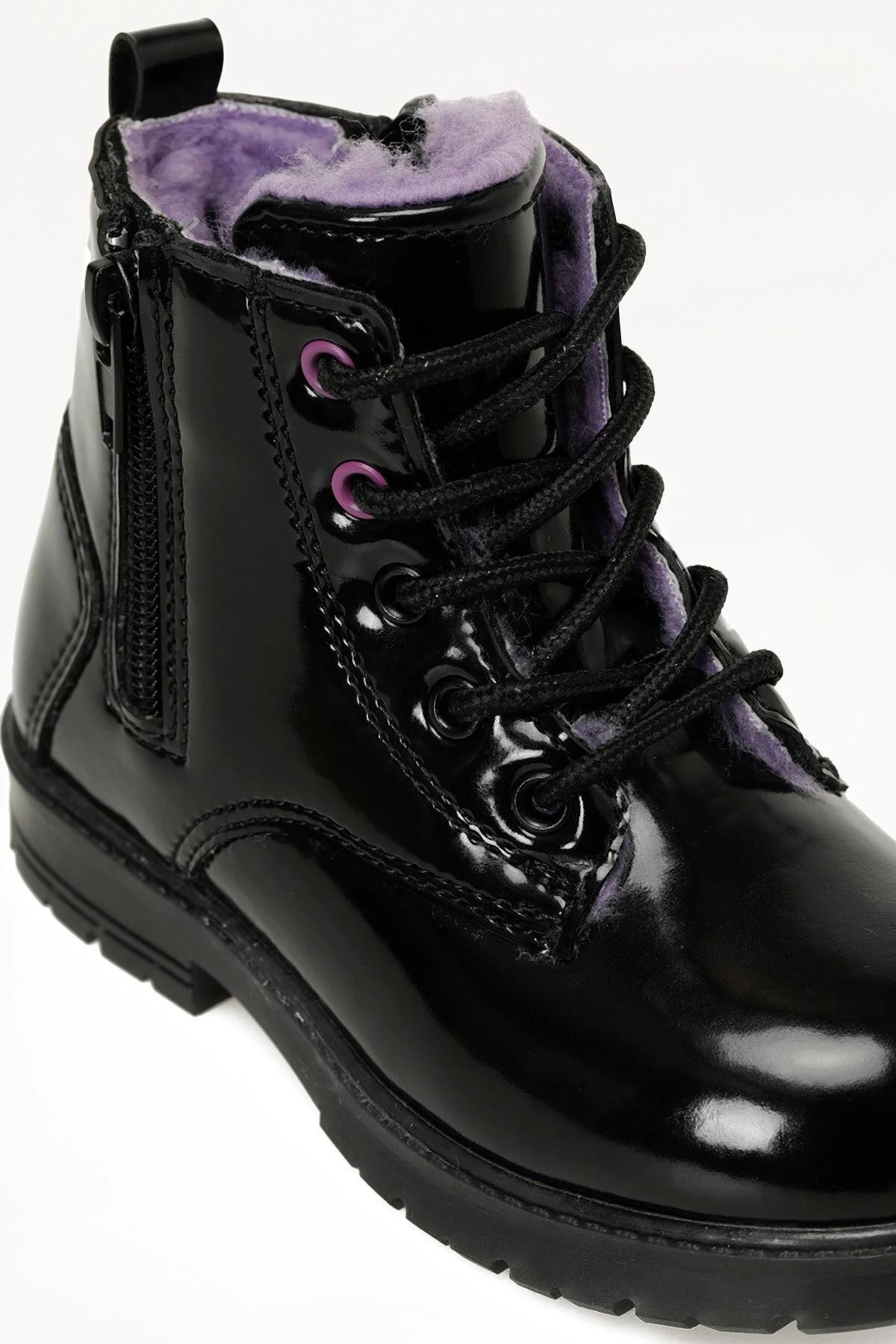 MiniFrost Kürklü Fermuarlı Kalın Taban Suni Deri Kışlık Çocuk Botu