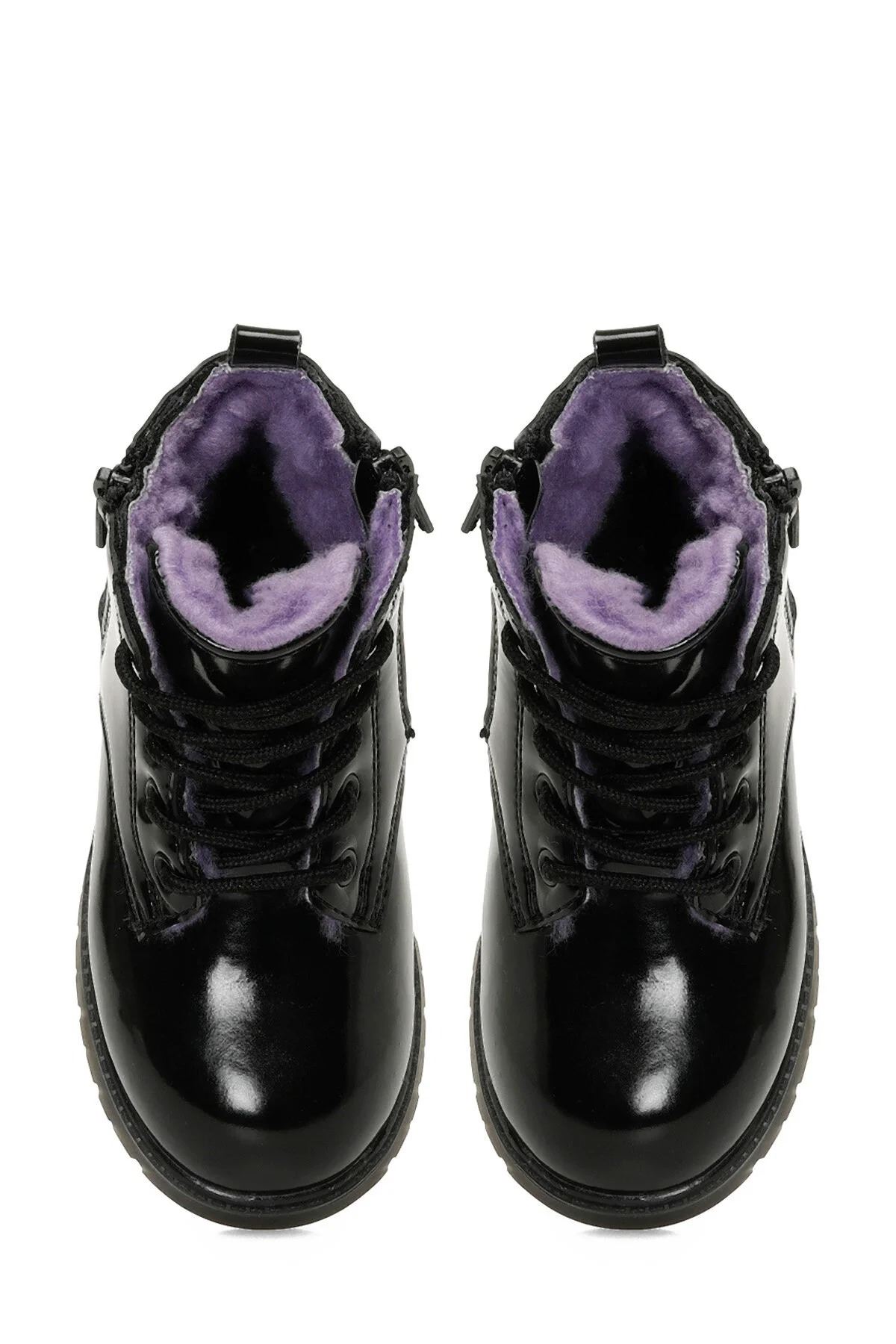 MiniFrost Kürklü Fermuarlı Kalın Taban Suni Deri Kışlık Çocuk Botu