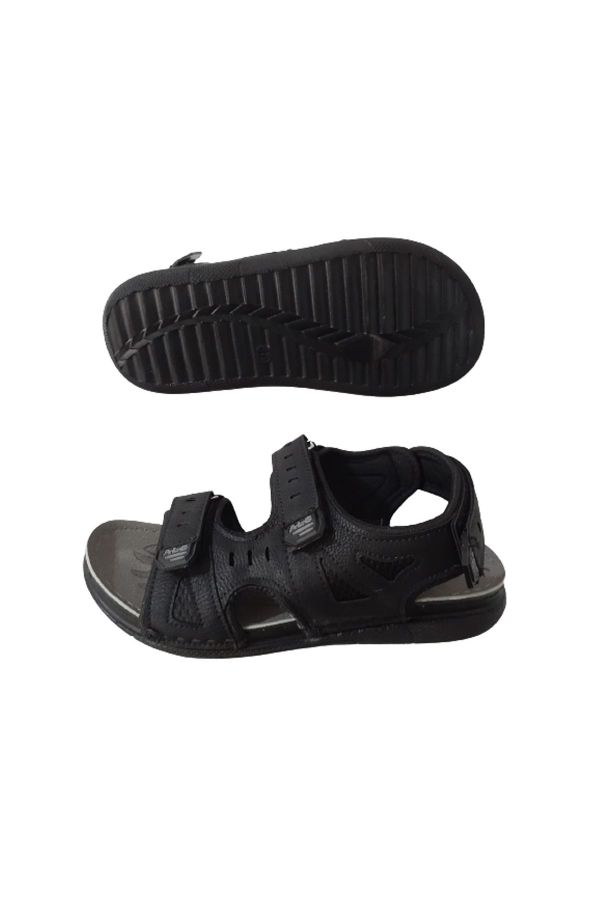 Eren Siyah Rahat Taban Ayarlanabilir Cırtlı Erkek Sandalet