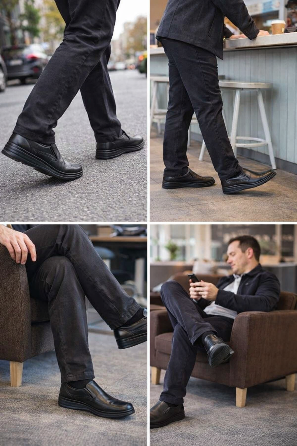 L Flex Comfort 101 Hakiki Deri Ortopedik Rahat Bağcıksız Günlük Büyük Beden Erkek Ayakkabı