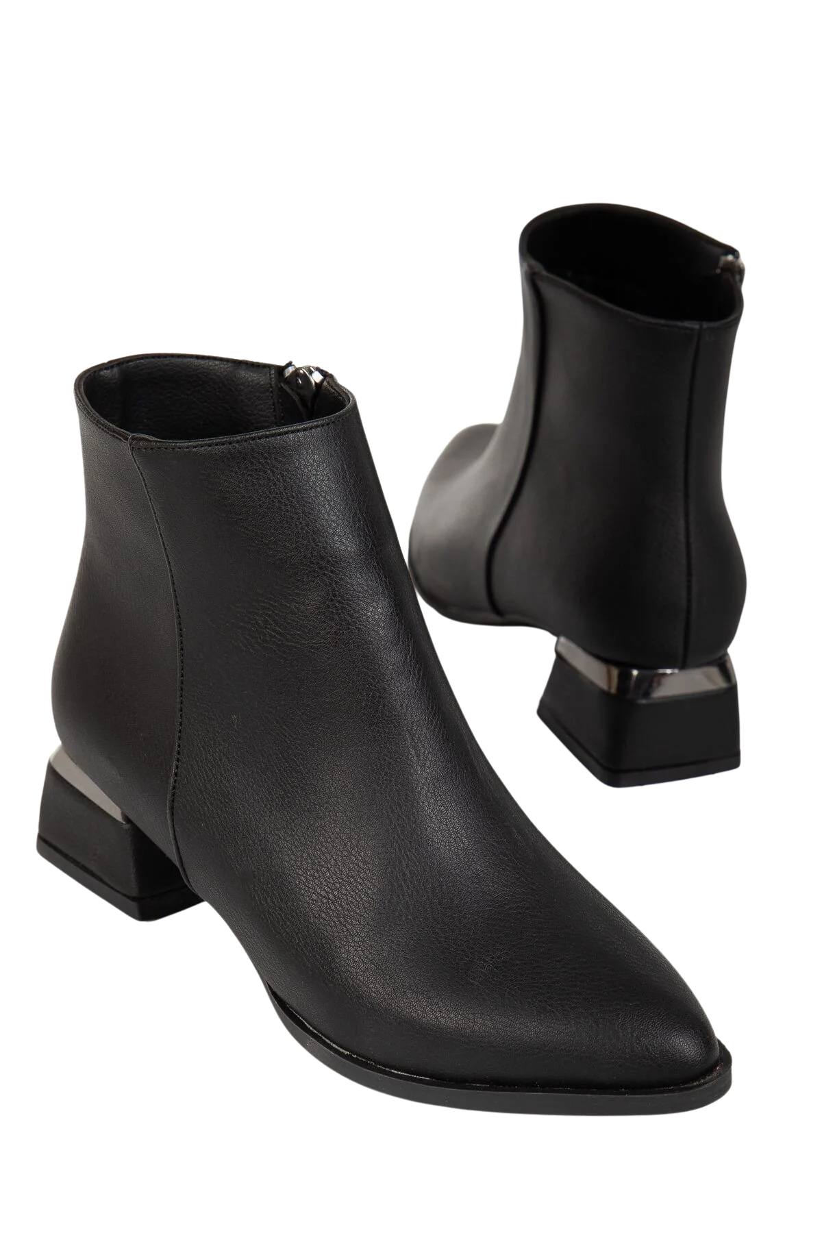 Kadın Siyah Fermuarlı Kalın Topuk Bilek Bot – Günlük ve Ofis Kullanımına Uygun, Şık, Rahat, Modern Tasarımlı Kadın Bot Ayakkabı