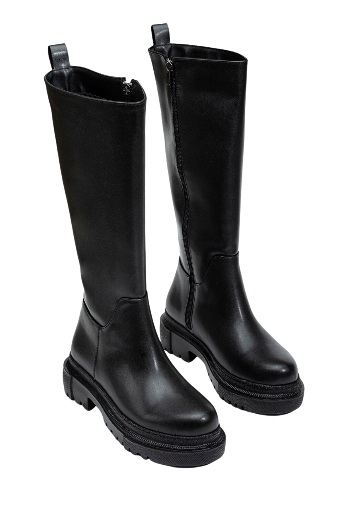 Kadın Siyah Diz Altı Çizme Bot – Kalın Tabanlı, Fermuarlı, Günlük Rahat Şehir Çizmesi, Kaymaz Taban, Konforlu İç Astar, Modern ve Güçlü Stil