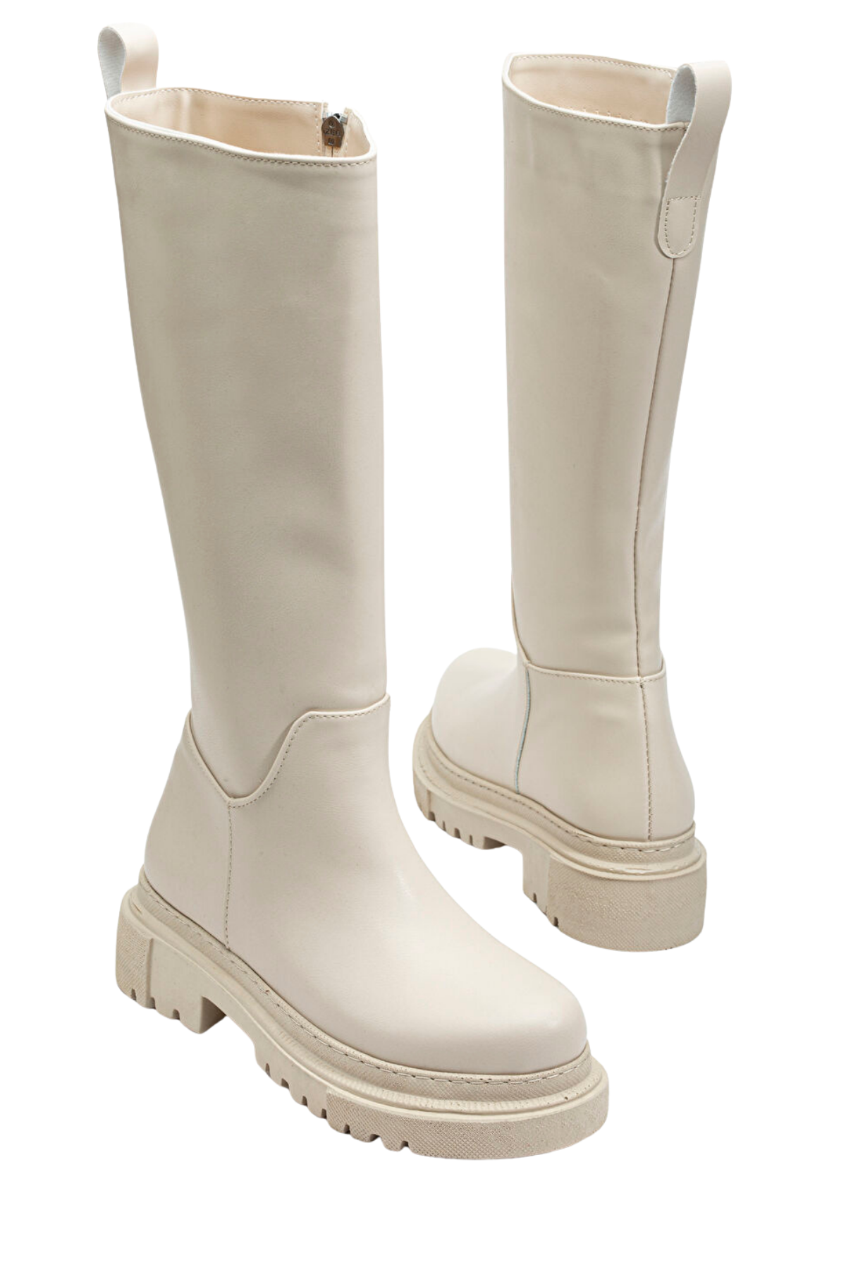 Kadın Bej Diz Altı Çizme Bot – Kalın Tabanlı, Fermuarlı, Günlük Rahat Şehir Çizmesi, Kaymaz Taban, Konforlu İç Astar, Modern ve Güçlü Stil 