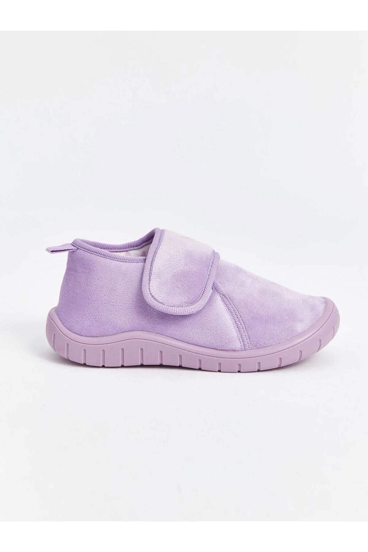 Kız Çocuk Mor Cırt Cırtlı Günlük Ayakkabı – Yumuşak Tabanlı, Rahat ve Hafif Panduf