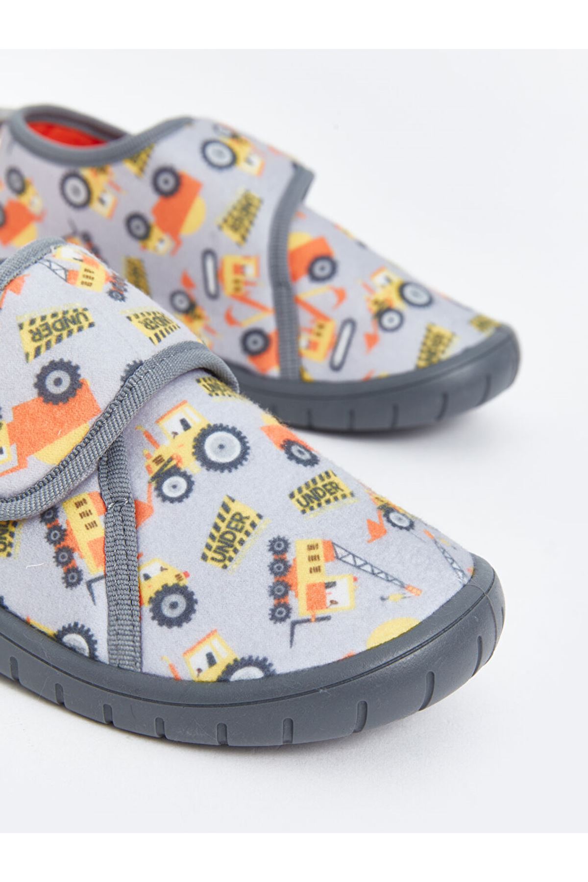 Erkek Çocuk Gri Cırt Cırtlı Günlük Ayakkabı – Yumuşak Tabanlı, Rahat ve Hafif Panduf