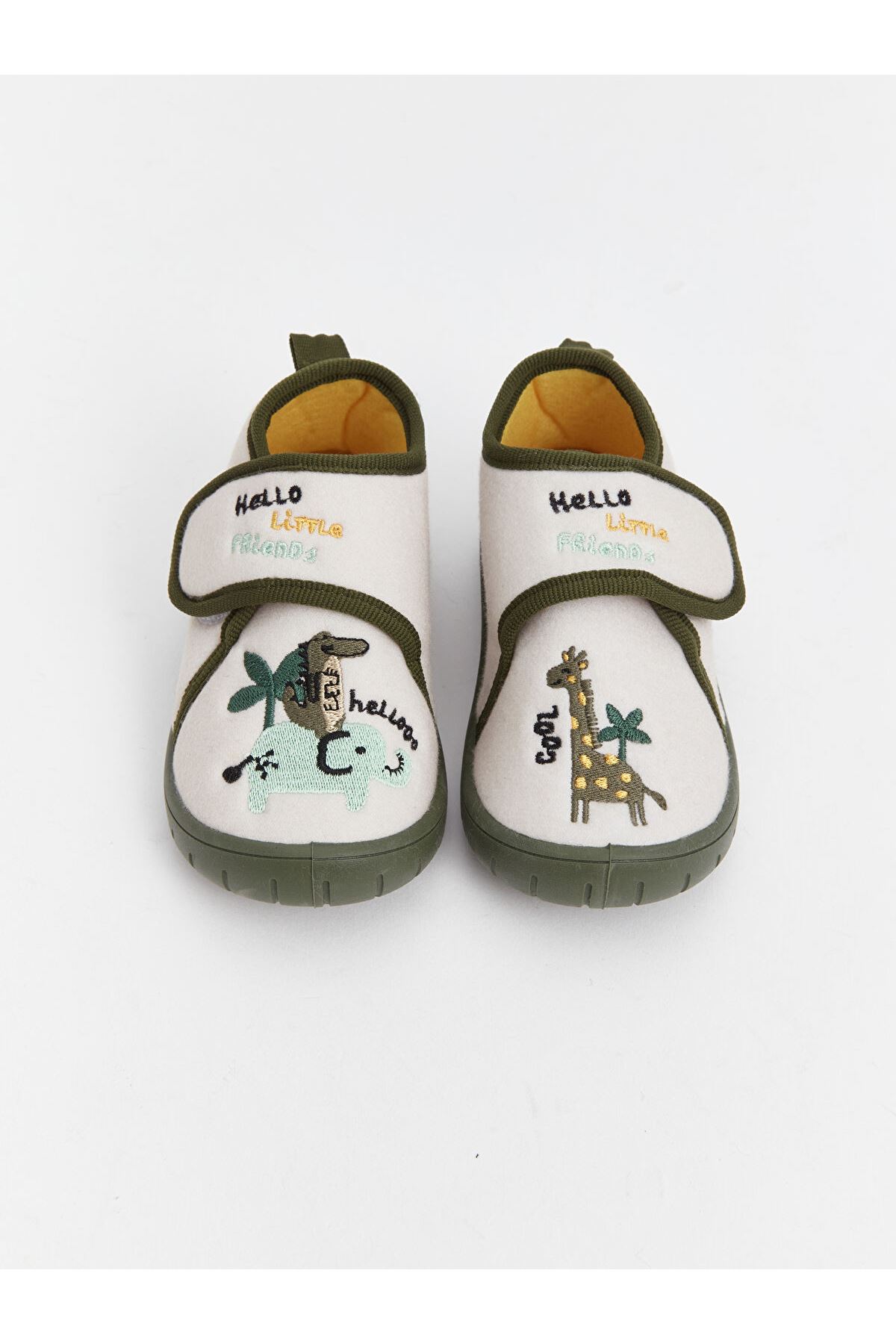 Erkek Çocuk Krem Cırt Cırtlı Günlük Ayakkabı – Yumuşak Tabanlı, Rahat ve Hafif Panduf