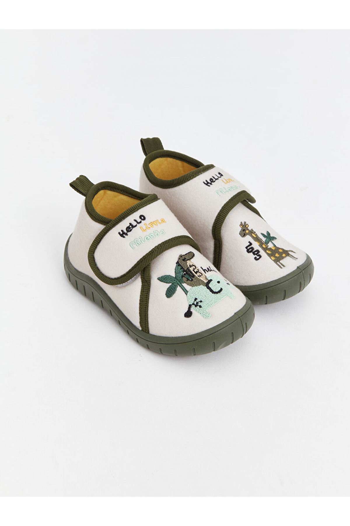 Erkek Çocuk Krem Cırt Cırtlı Günlük Ayakkabı – Yumuşak Tabanlı, Rahat ve Hafif Panduf