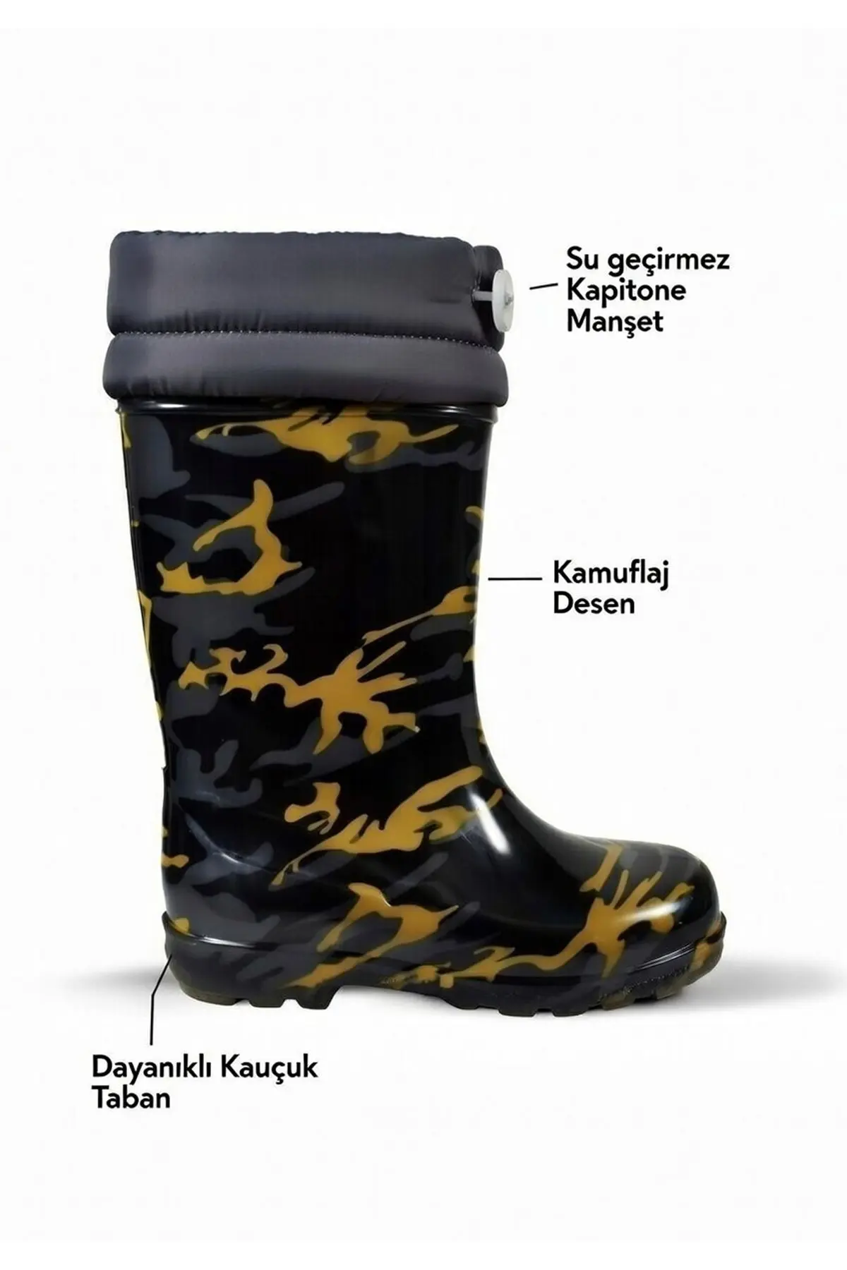 Raining Su Geçirmez Kamuflaj Yağmur Çizmesi – Kaymaz Taban Outdoor Bot