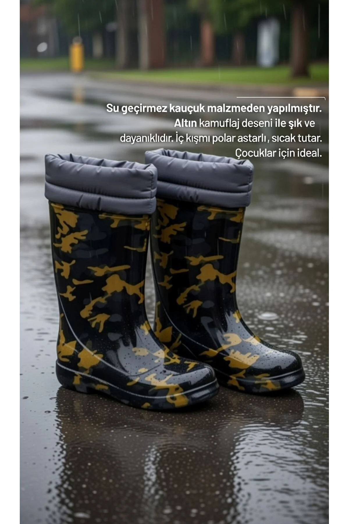 Raining Su Geçirmez Kamuflaj Yağmur Çizmesi – Kaymaz Taban Outdoor Bot