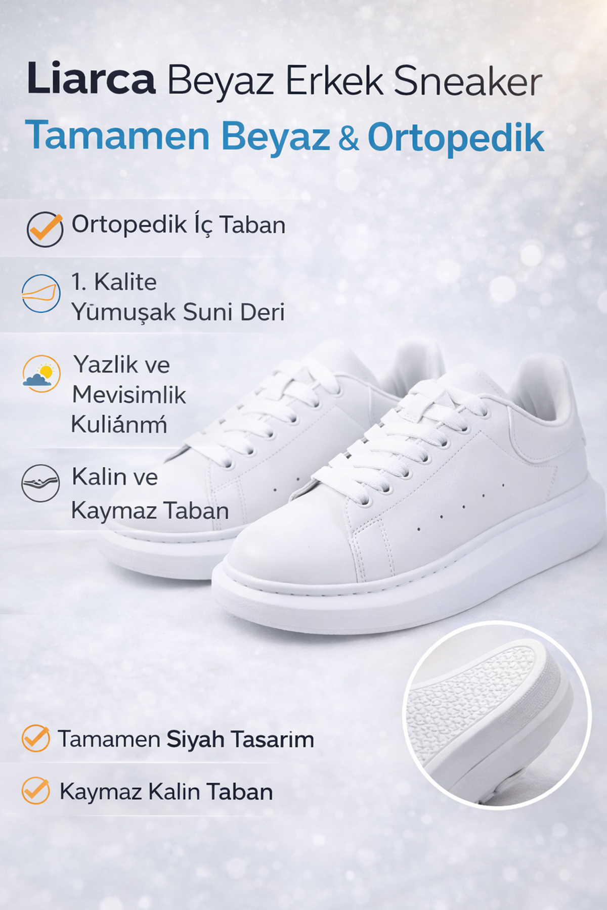 Santa Monica Beyaz Spor Ayakkabı – Hafif, Nefes Alabilen Günlük Yürüyüş Sneaker