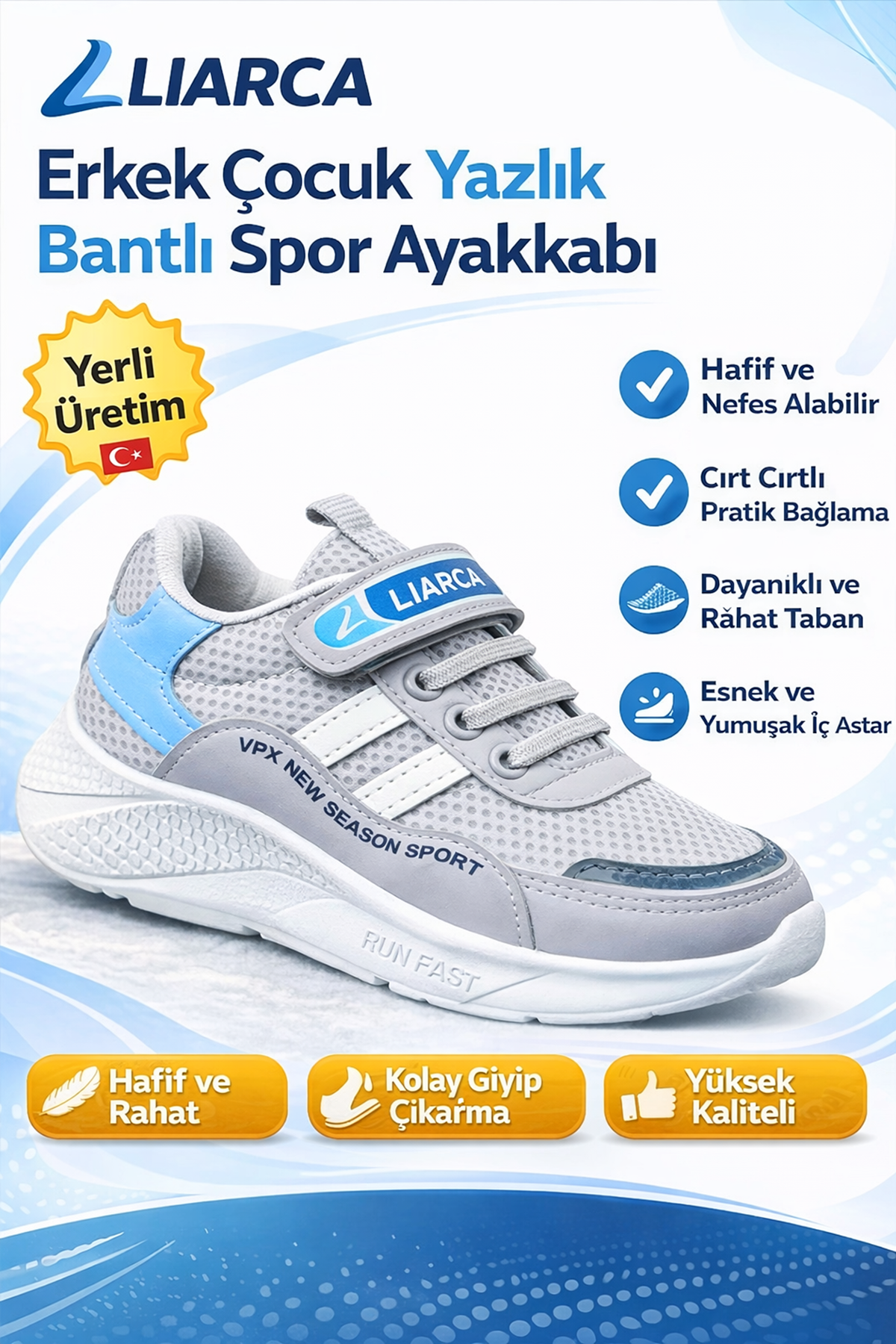 Unisex Kız Çocuk Erkek Çocuk Yazlık Spor Ayakkabı – Konforlu, Dayanıklı, Cırt Bantlı