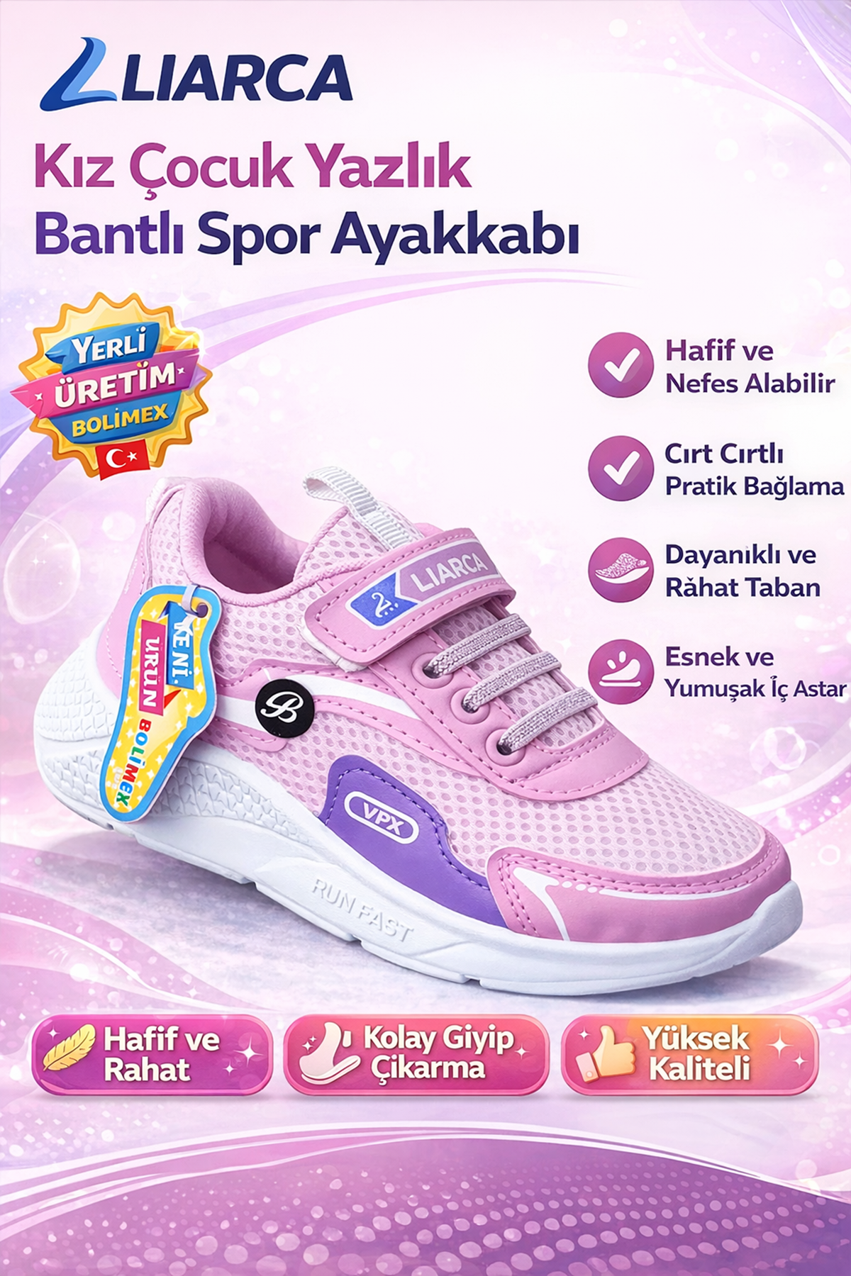 Unisex Kız Çocuk Erkek Çocuk Yazlık Spor Ayakkabı – Konforlu, Dayanıklı, Cırt Bantlı
