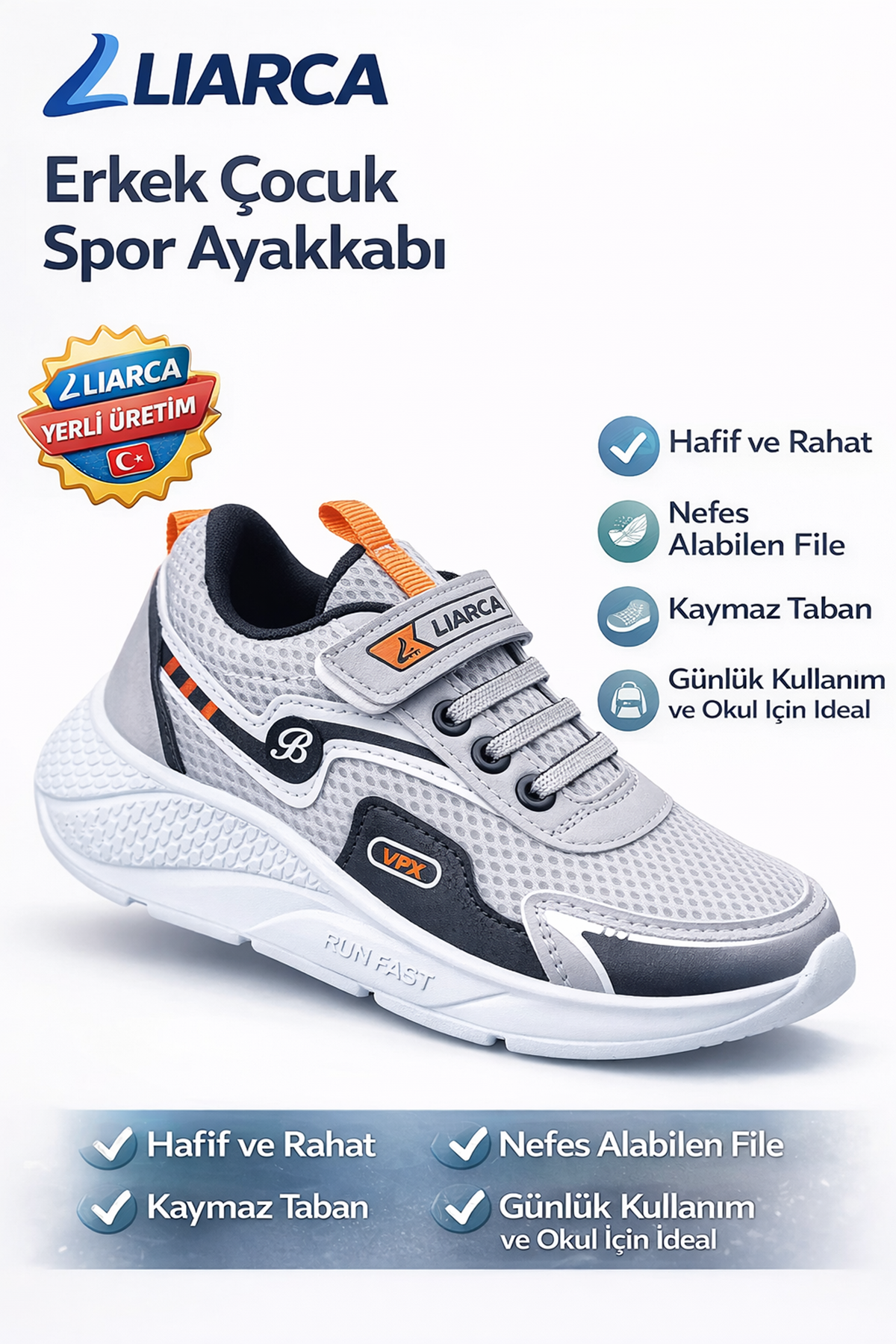 Unisex Kız Çocuk Erkek Çocuk Yazlık Spor Ayakkabı – Konforlu, Dayanıklı, Cırt Bantlı