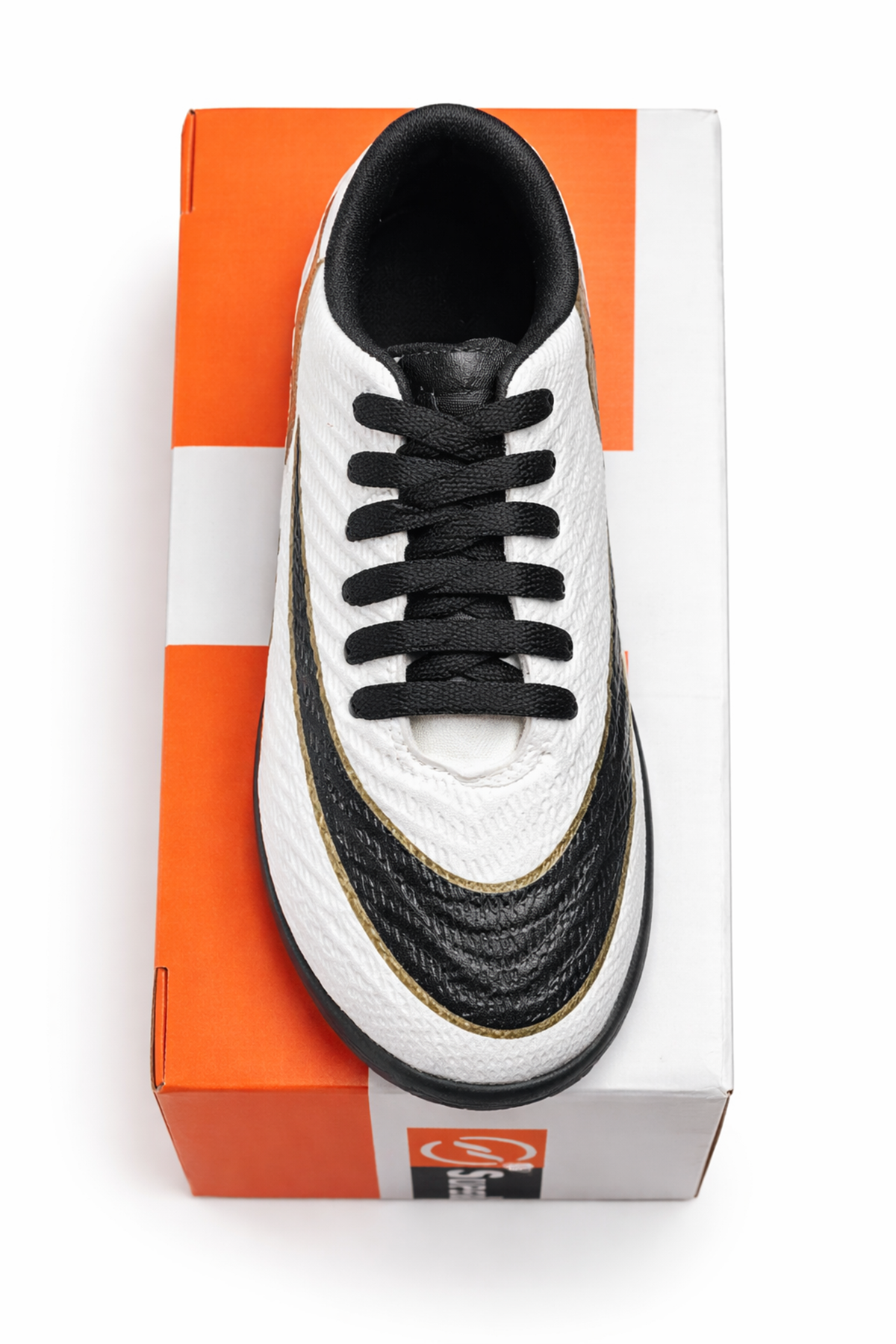 SuperLig Beyaz Siyah Gold Halı Saha Ayakkabısı – Hafif & Dayanıklı TF