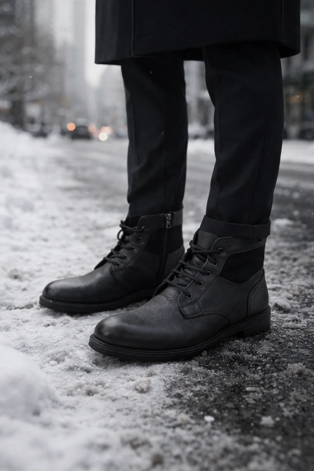 Timsah Desen Hakiki Deri Fermuarlı Soğuk Geçirmez Ped İşleme Baba Genç Klasik Tommy Tarz Bot