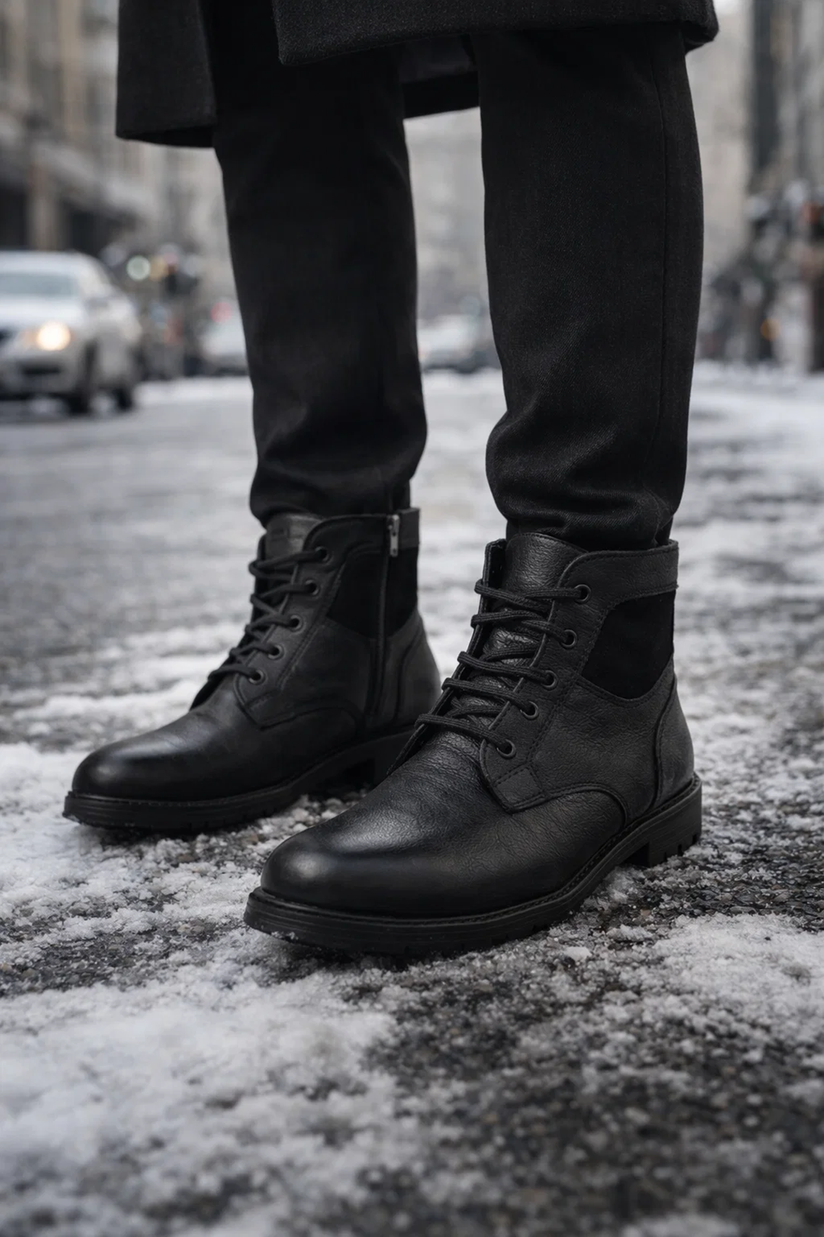 Timsah Desen Hakiki Deri Fermuarlı Soğuk Geçirmez Ped İşleme Baba Genç Klasik Tommy Tarz Bot