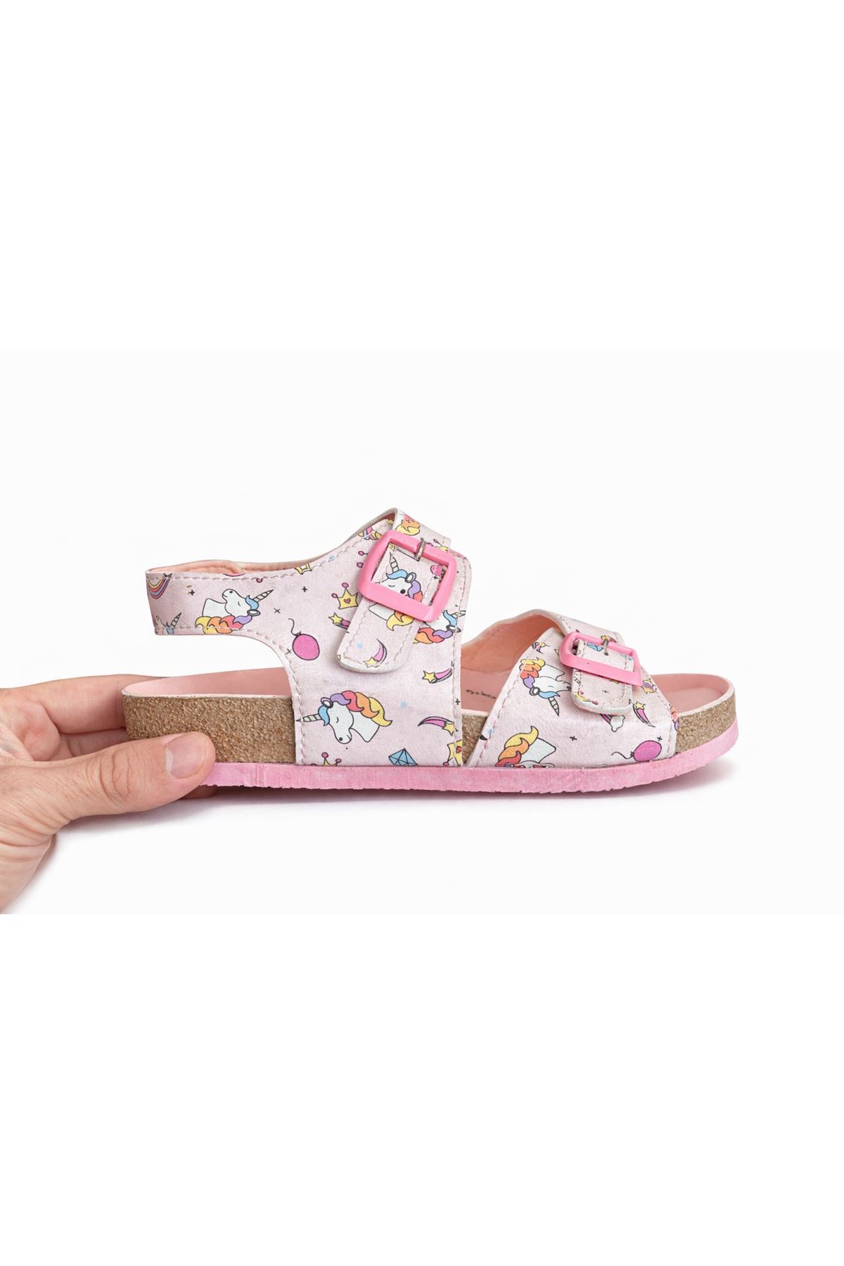 Ponchiq Kız Çocuk Pembe Baskılı Yazlık Sandalet 26-35