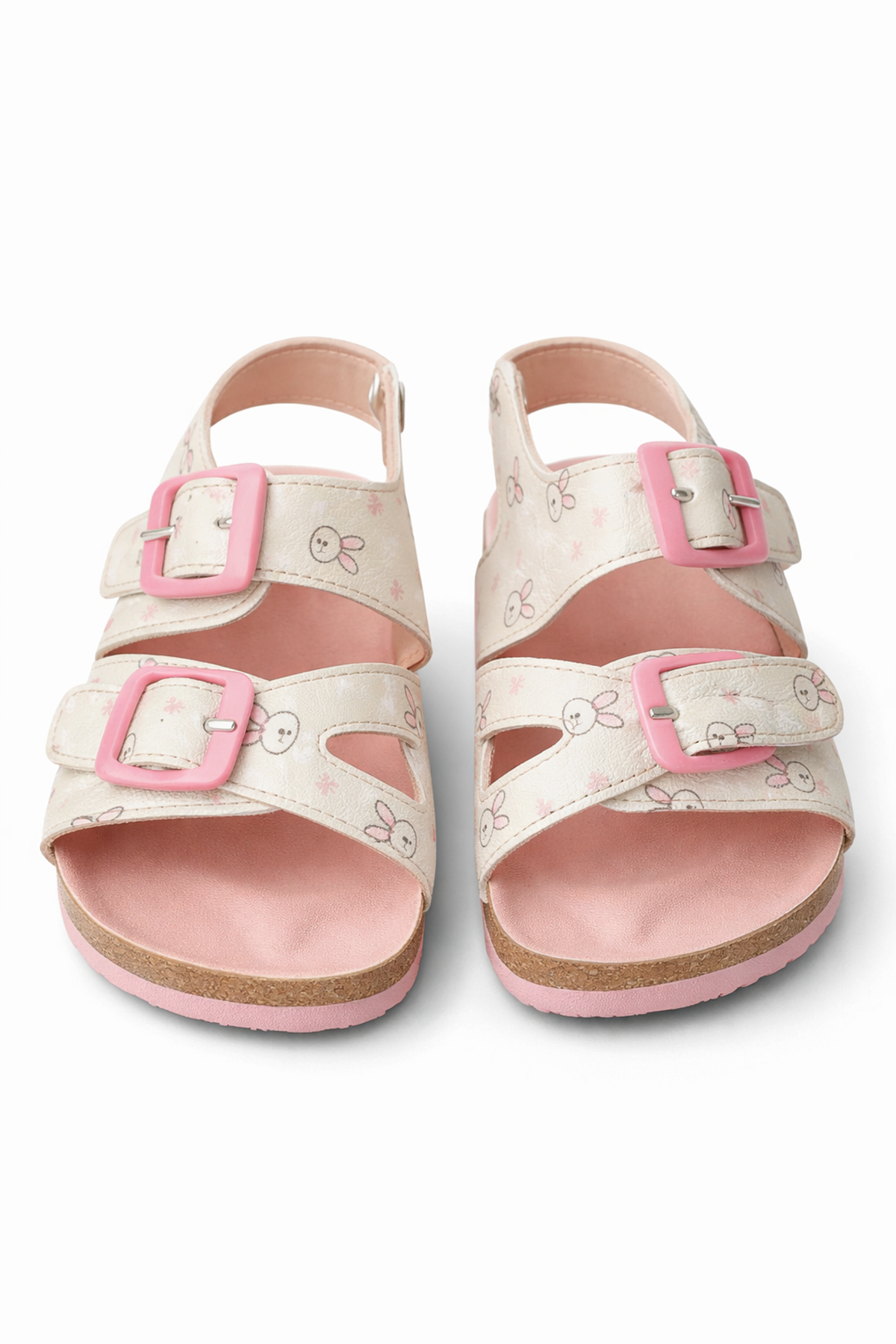 Ponchiq Kız Çocuk Beyaz Tavşan Baskılı Yazlık Sandalet 26-35