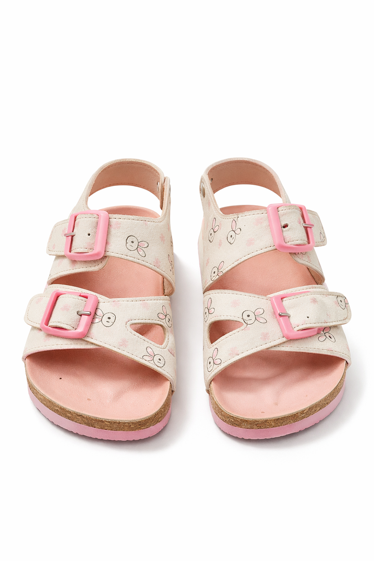 Ponchiq Kız Çocuk Beyaz Tavşan Baskılı Yazlık Sandalet 26-35