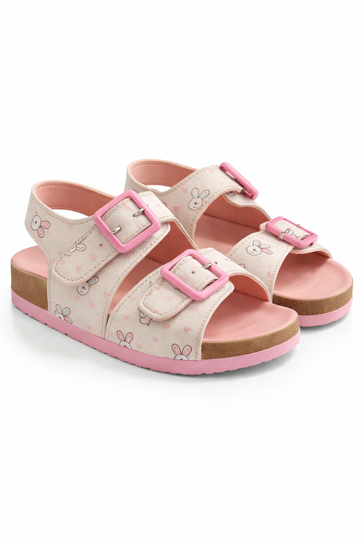 Ponchiq Kız Çocuk Beyaz Tavşan Baskılı Yazlık Sandalet 26-35