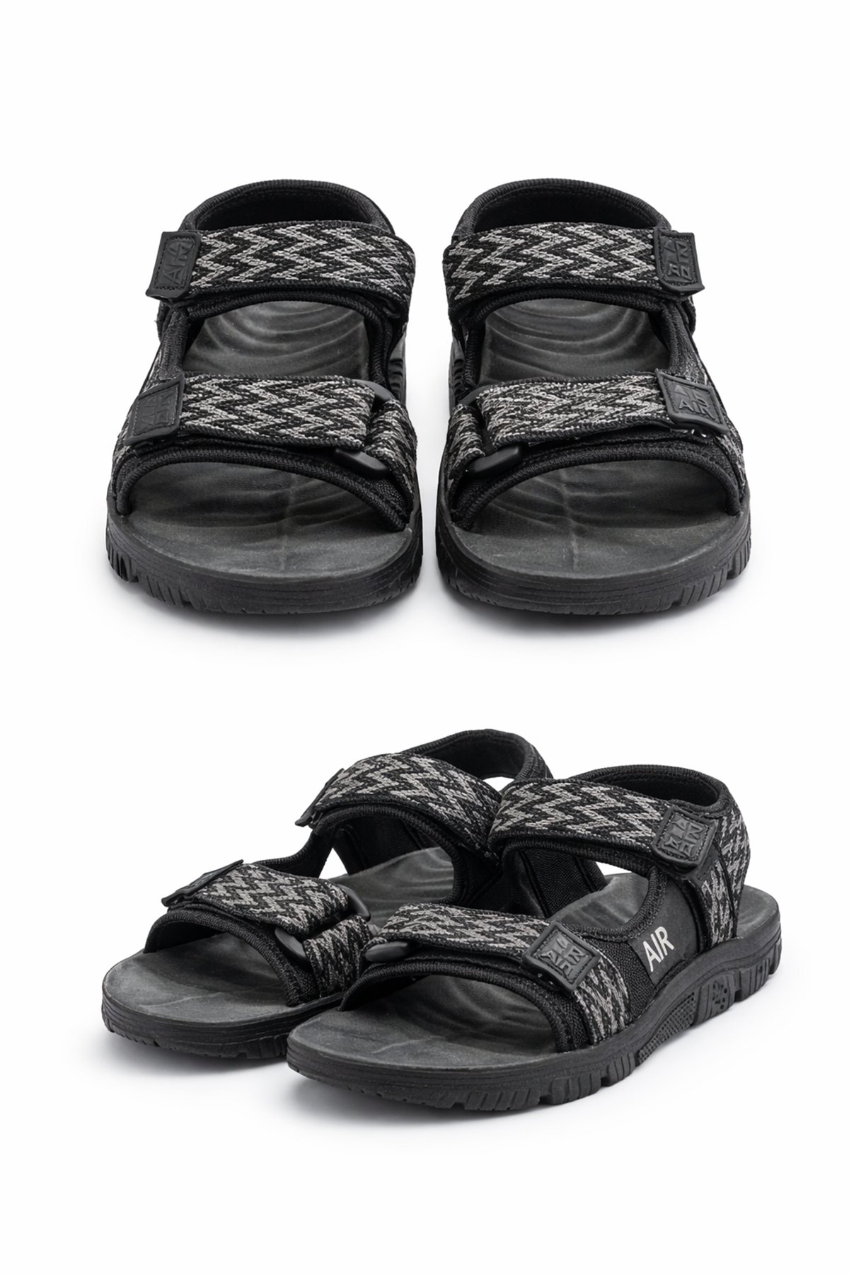 Siyah Cırtlı Ortopedik Erkek Çocuk Sandalet | Yazlık Rahat Model