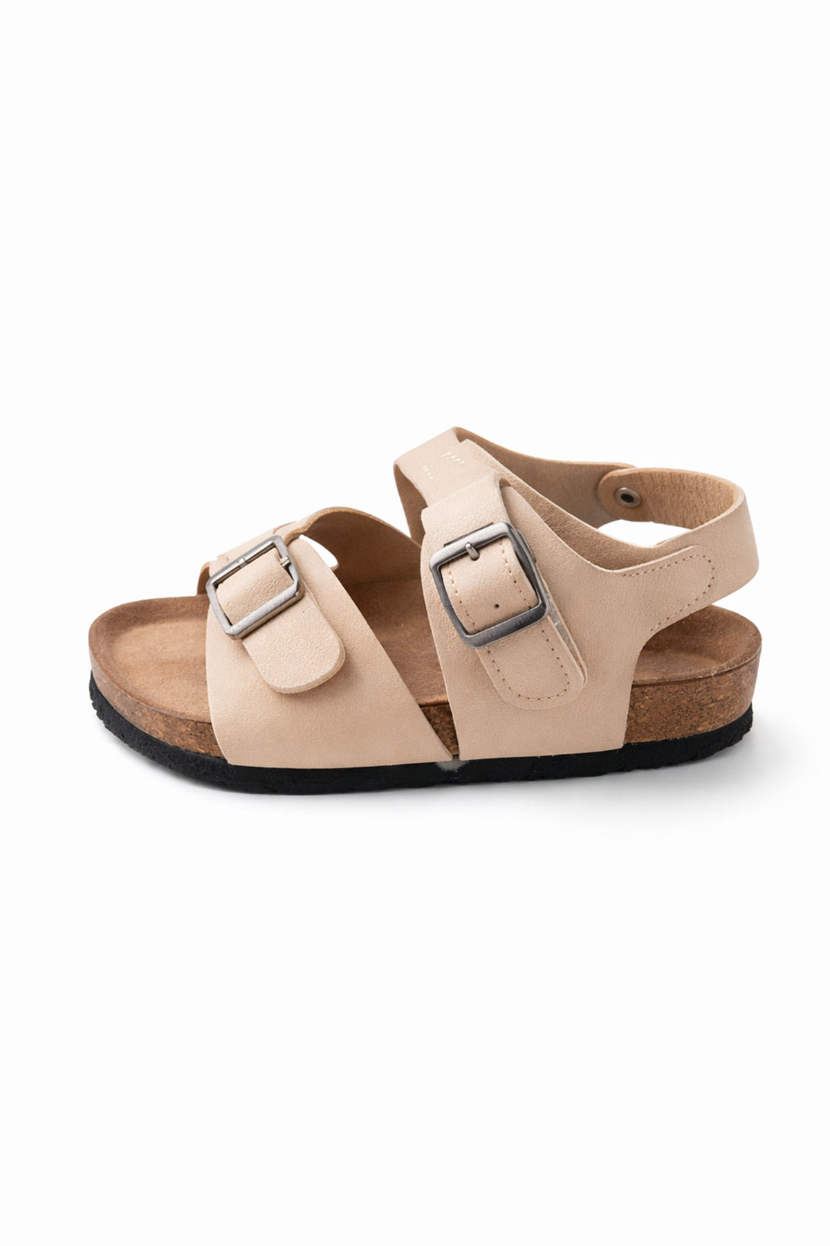 MiniStep Premium Çift Tokalı Çocuk Sandalet Kaymaz Taban – Krem Süet 