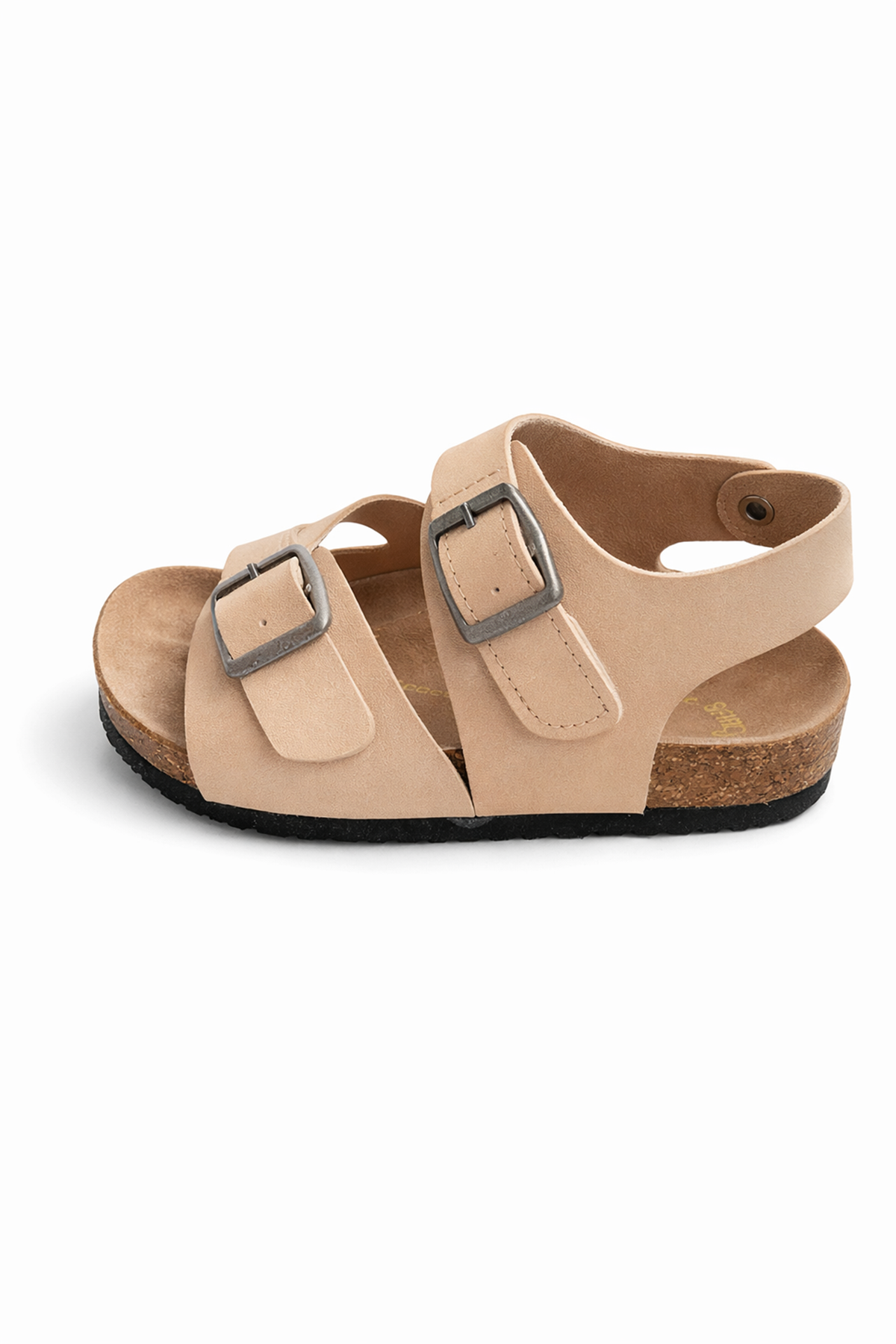 MiniStep Premium Çift Tokalı Çocuk Sandalet Kaymaz Taban – Krem Süet 
