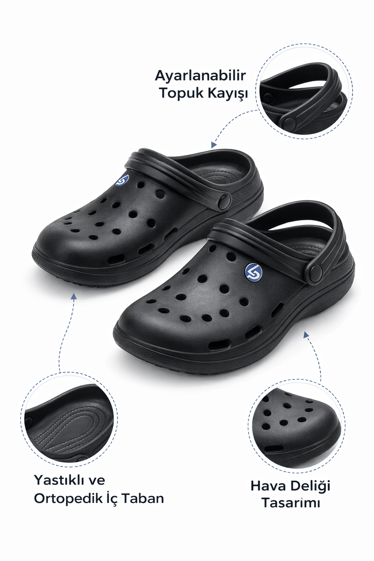 Siyah Plaj Bahçe Günlük Çeyiz Rahat Kaymaz Taban Ortopedik Kadın Erkek Unisex Kapalı Terlik 
